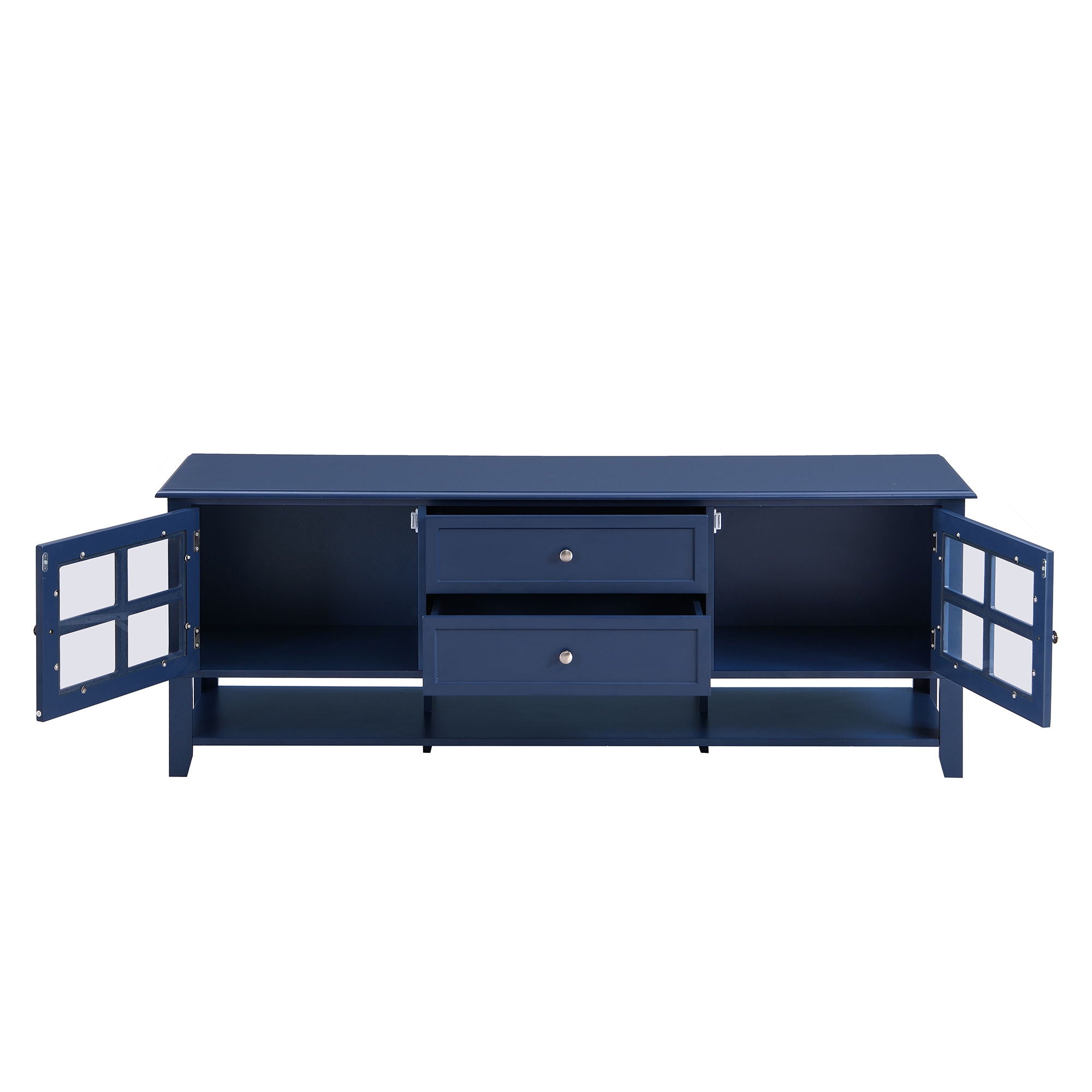 TV Stand, Entertainment Center With Dual Drawers And Hidden Storage, Cabinet With Soft Closing Doors And Sleek Panel Design