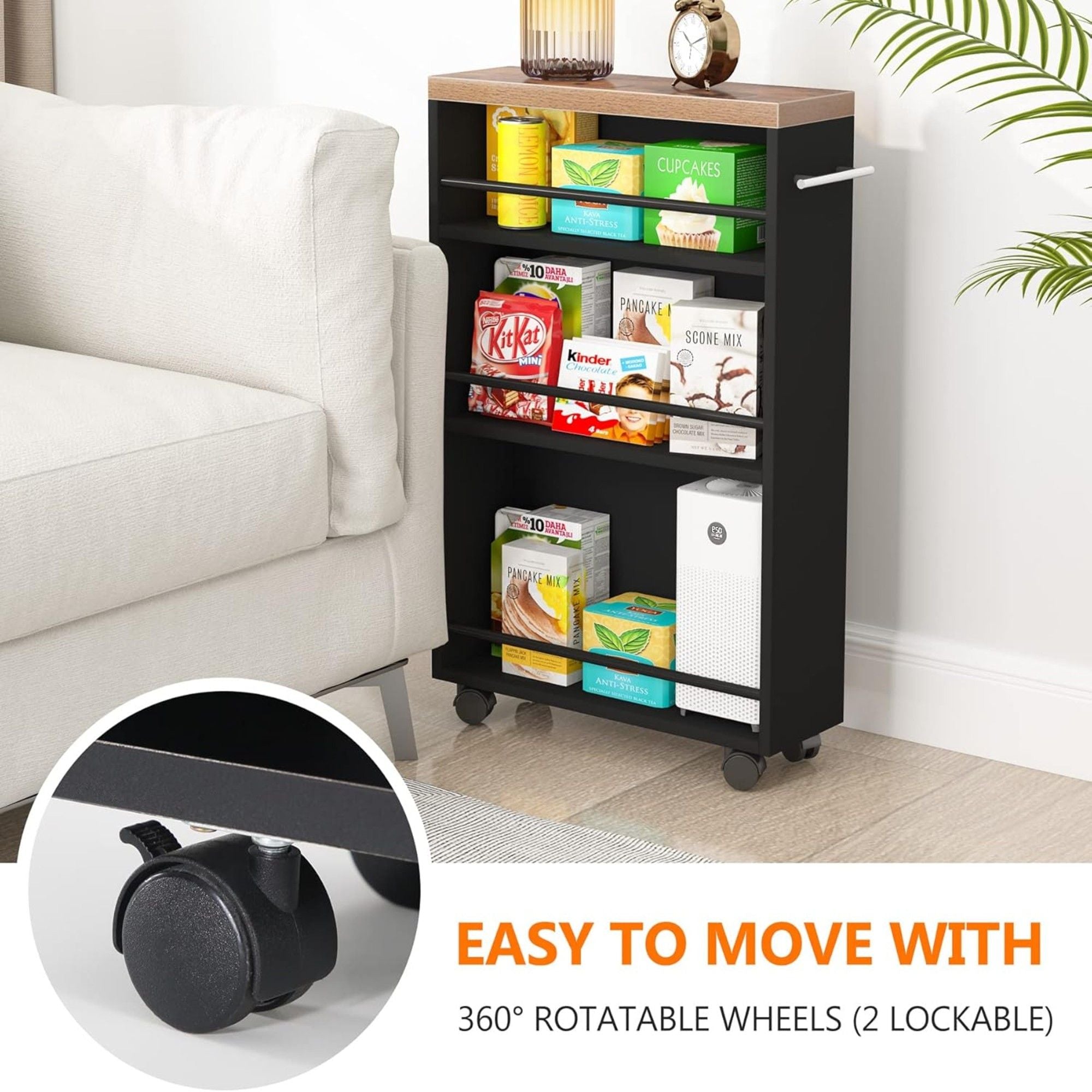 4 Tier Narrow Rolling Kitchen Slim Storage Cart