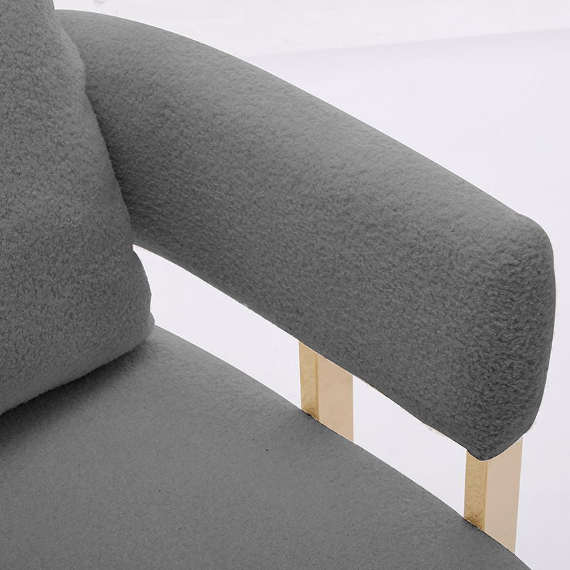 Modern Decorative Chair Teddy Fleece Upholstered And Metal Foot