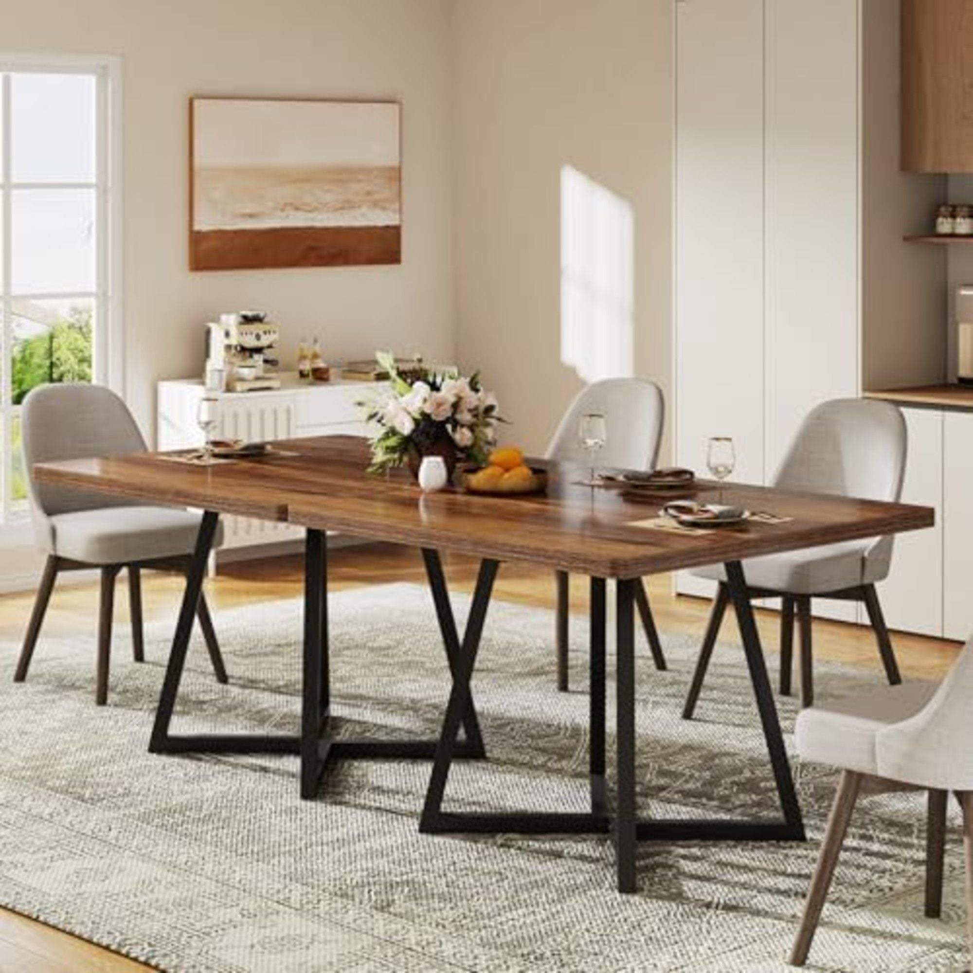 Square Dining Compact Kitchen Table - Brown / Black
