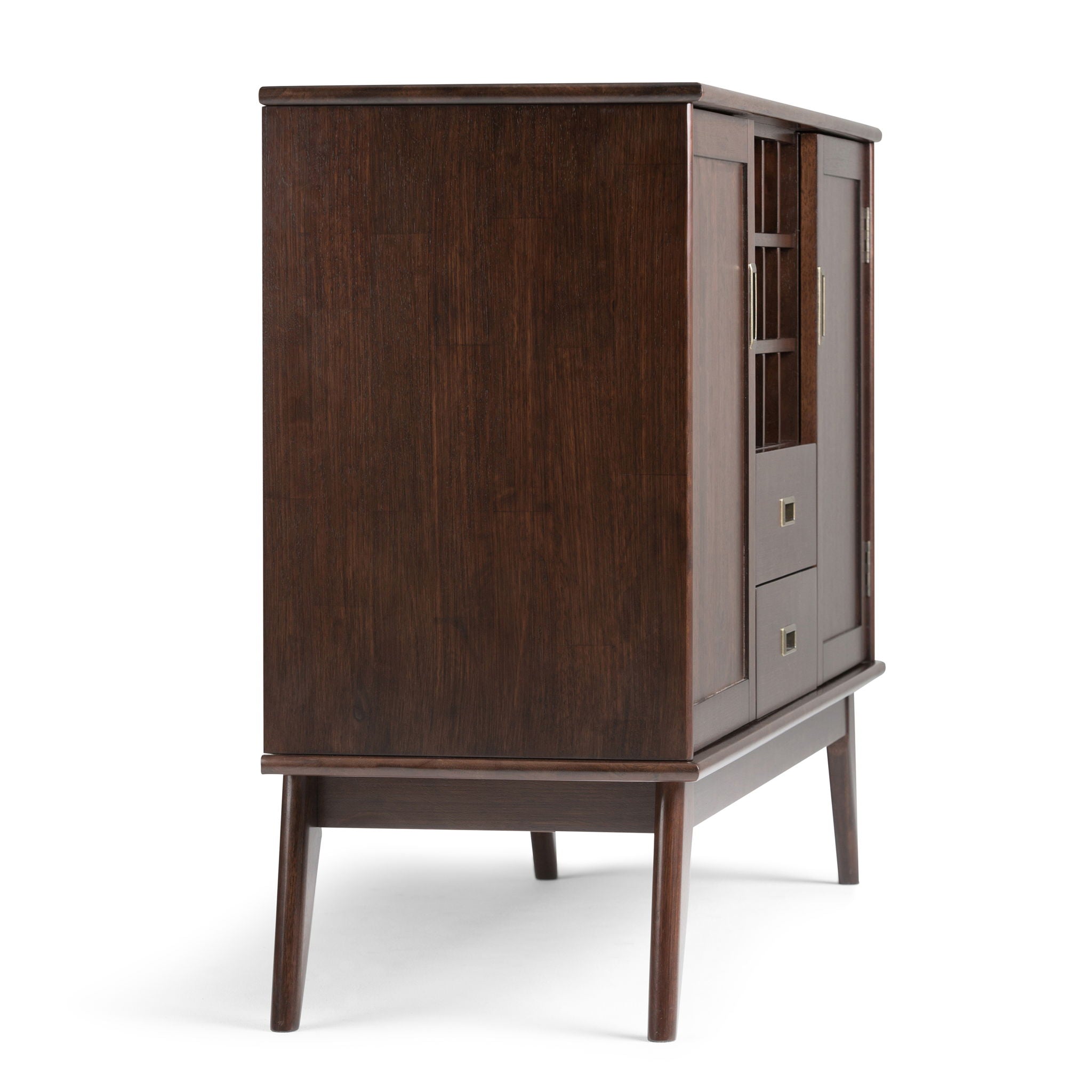 Draper - Mid Century Sideboard Buffet And Wine Rack - Medium Auburn Brown - Best Buy Furniture