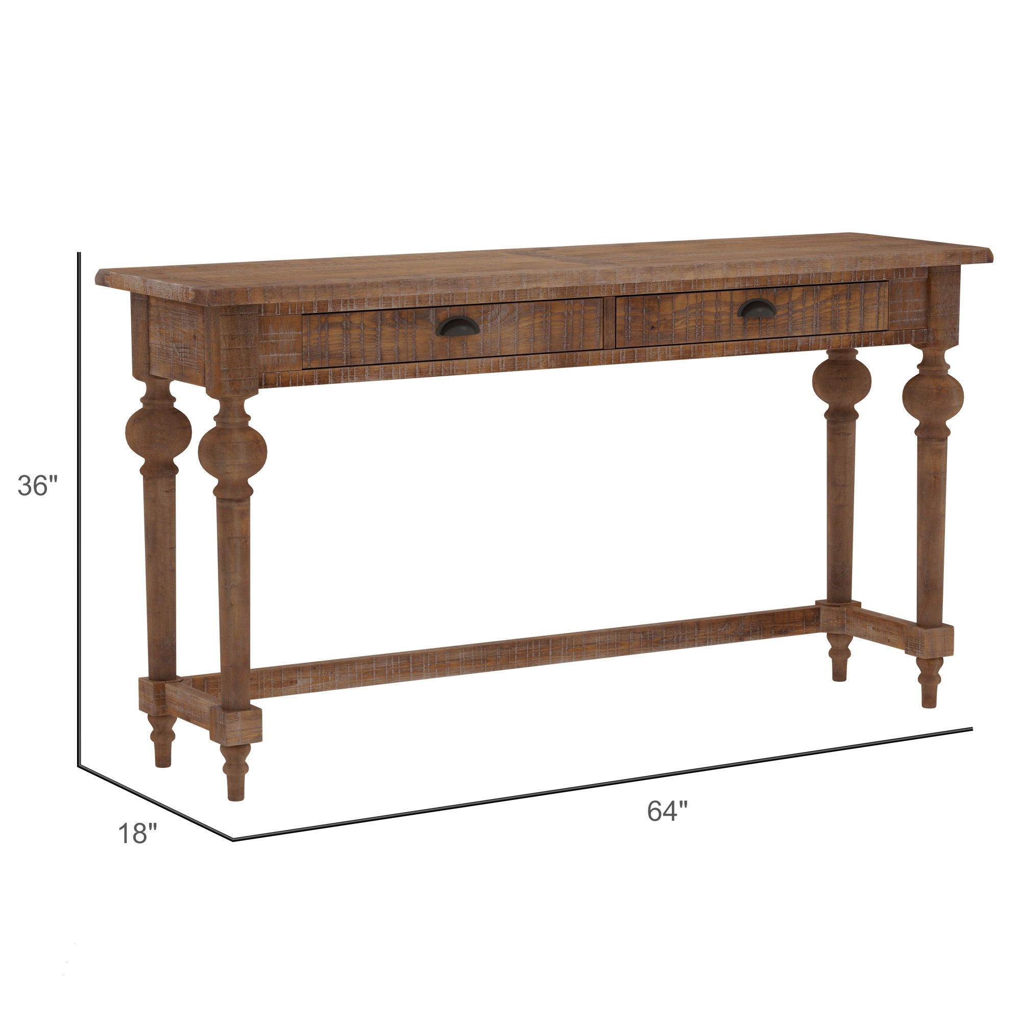 Ludin - Console Table With 3 Stools - Brown