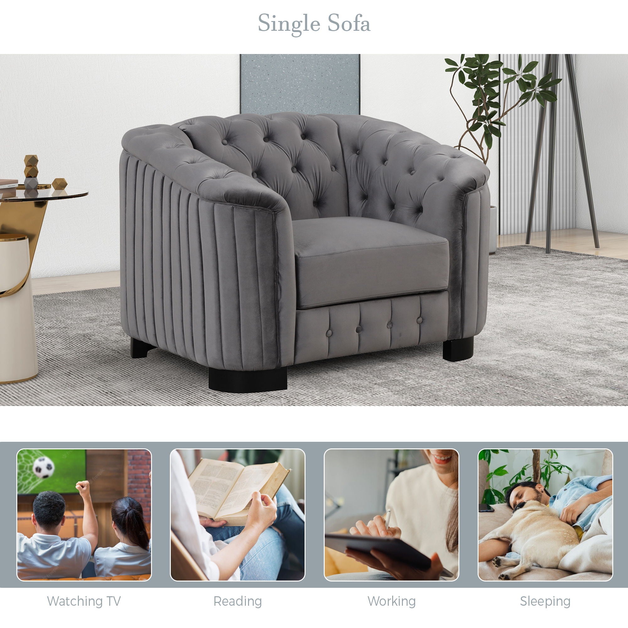 Upholstered Accent Sofa Chair With Removable Cushion