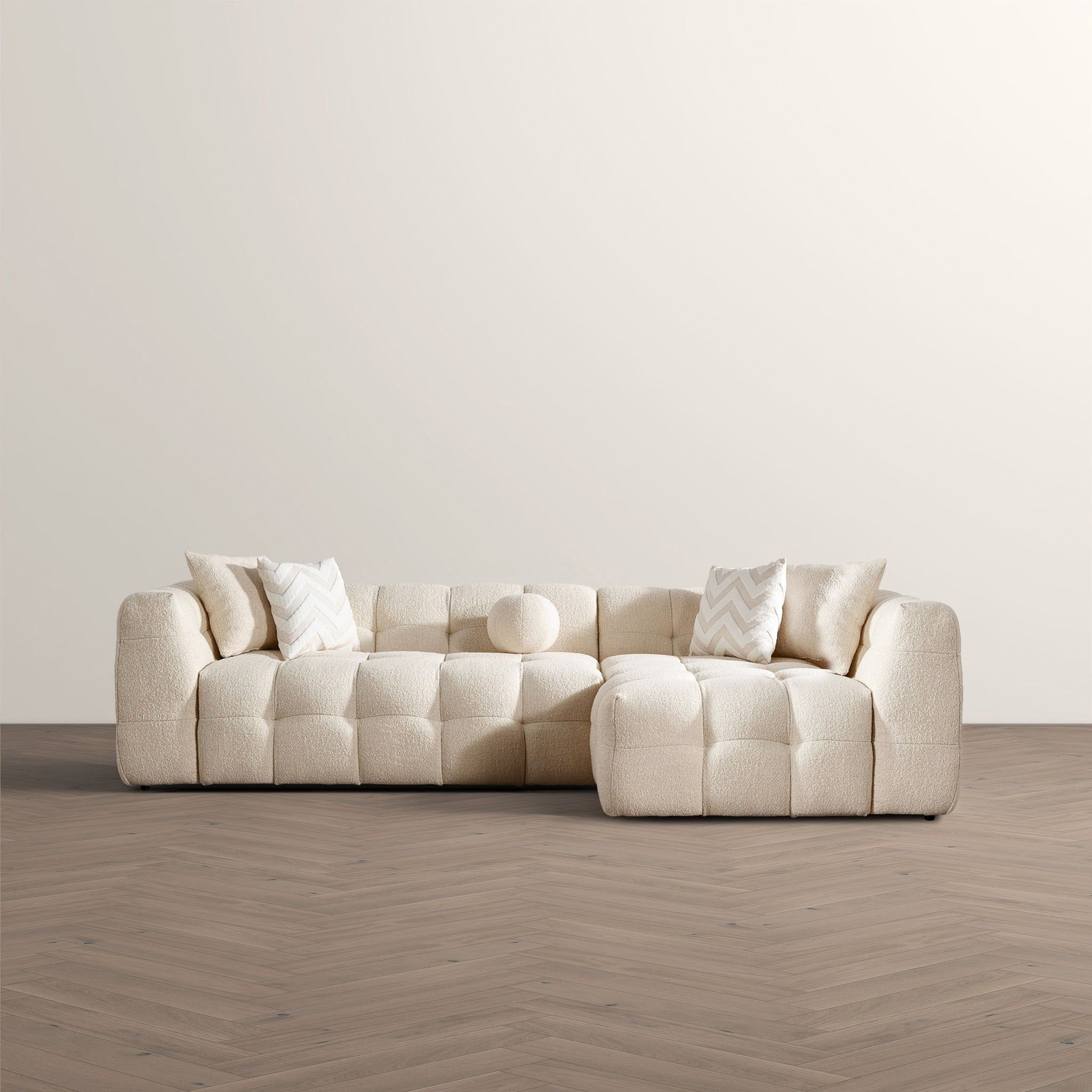 Alana - Tufted Right Sectional Sofa - Ivory
