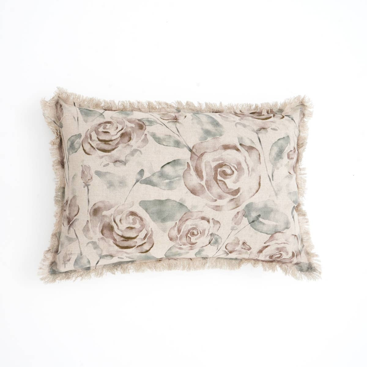 Linen Printed Lumber Throw Pillow 16x24 Brown & Green