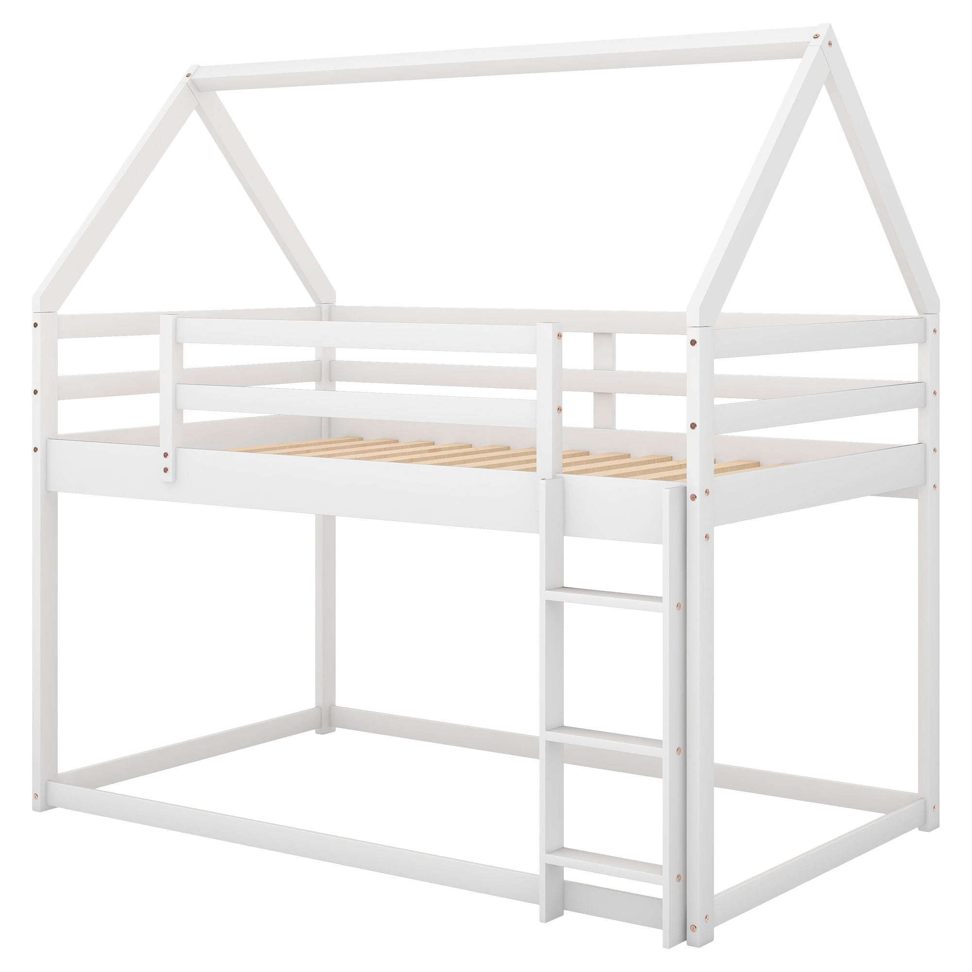 Low Bunk Bed With House Shaped Frame And Ladder