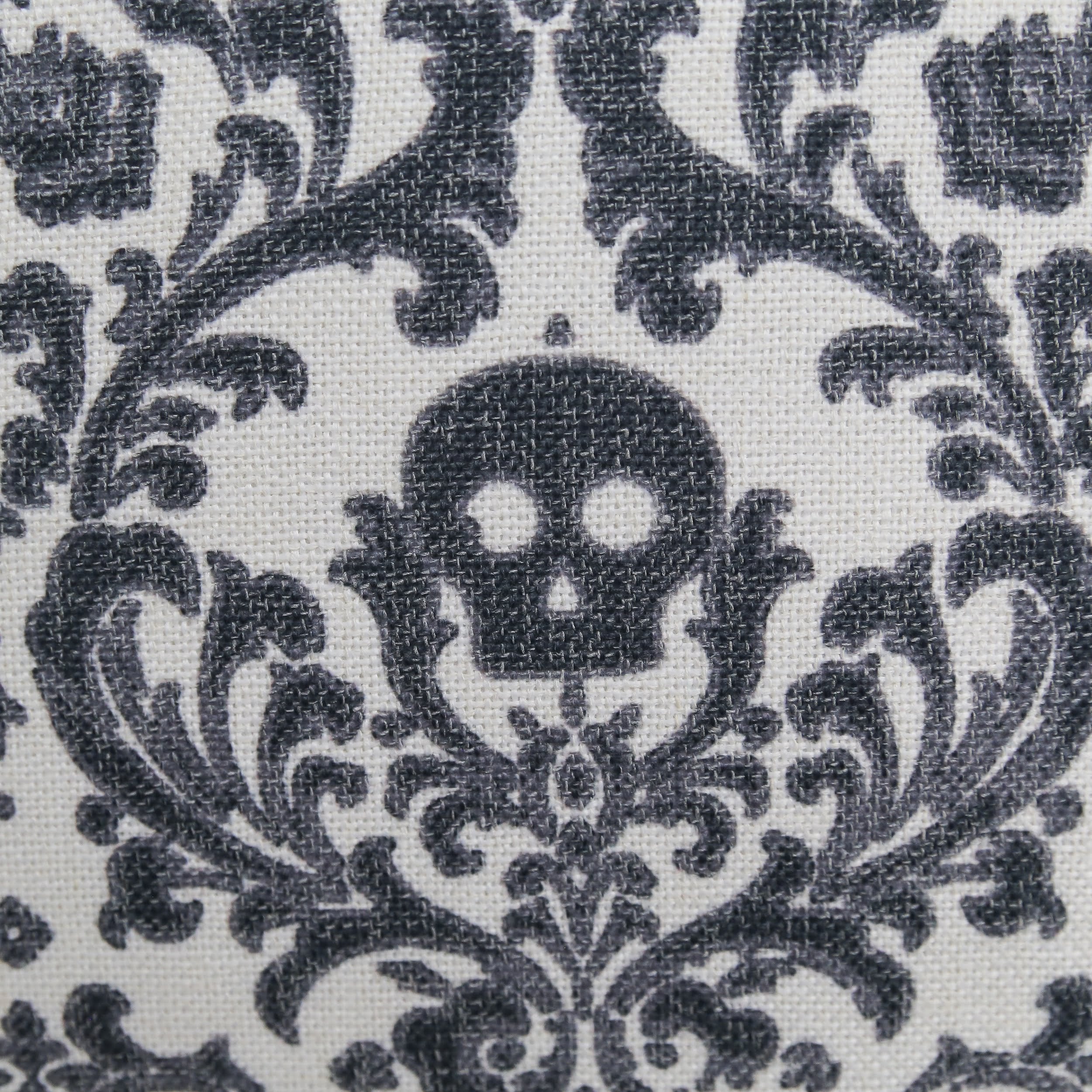 Baroque Skull Damask Accent Pillow – Black & White Day of the Dead Accent Cushion