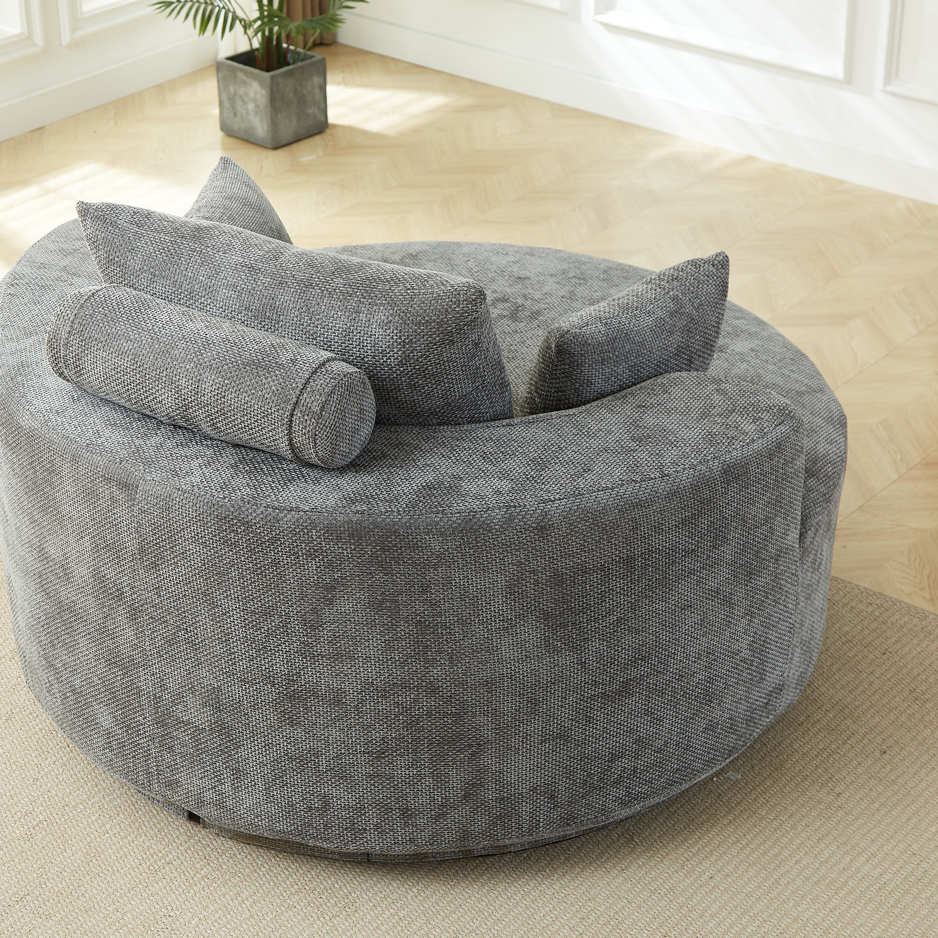 55'' Chenille Foam Single Swivel Chair
