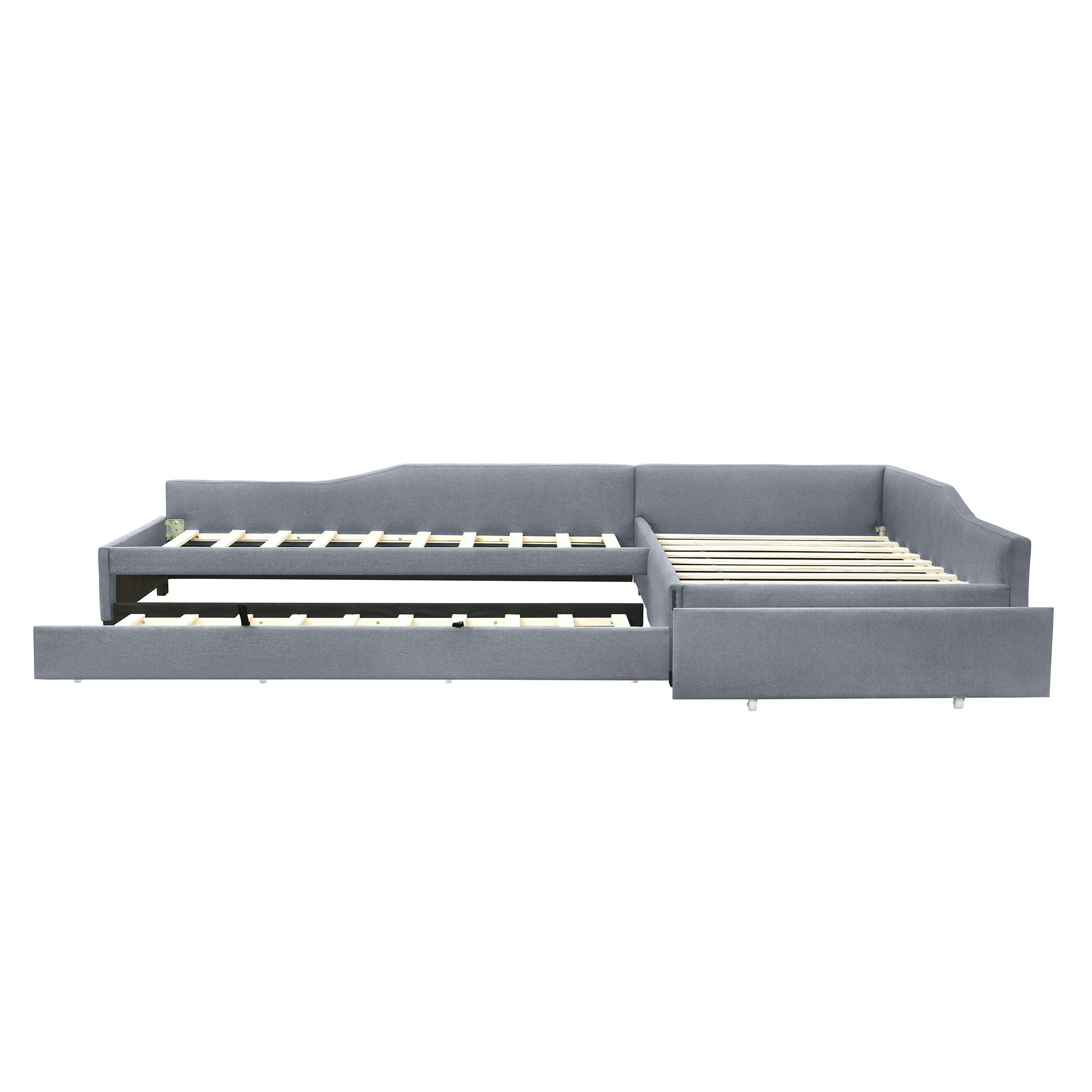 Upholstered Double Daybed With Trundle And Drawer