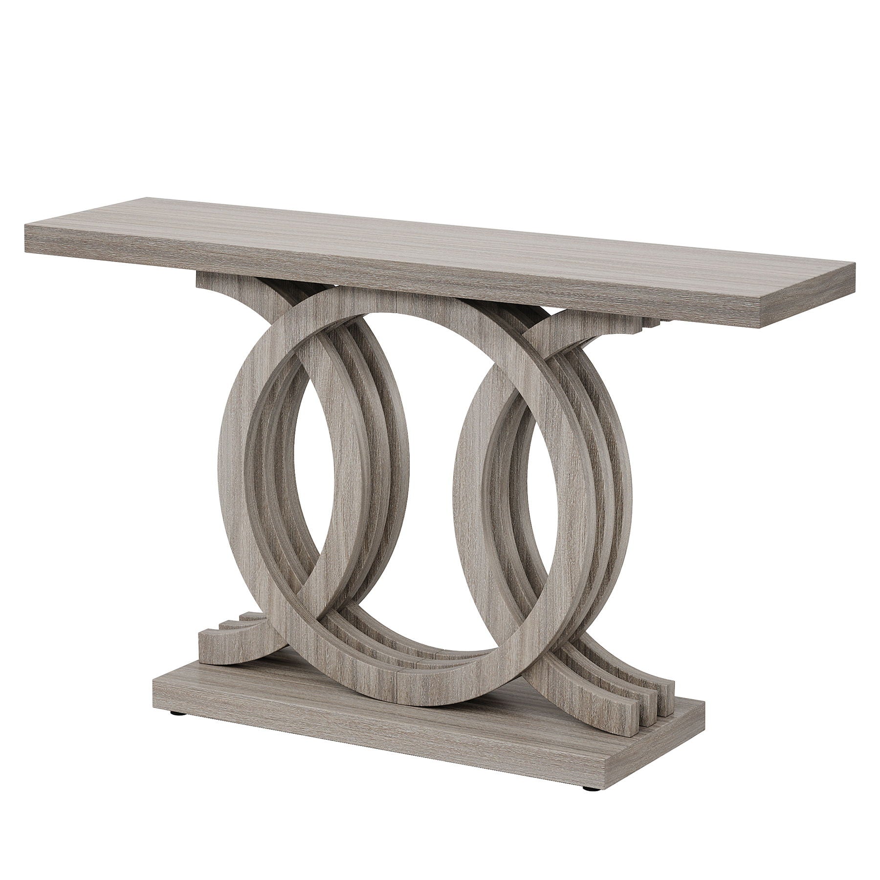 Console Table With Geometric Base For Living Hallway - Gray