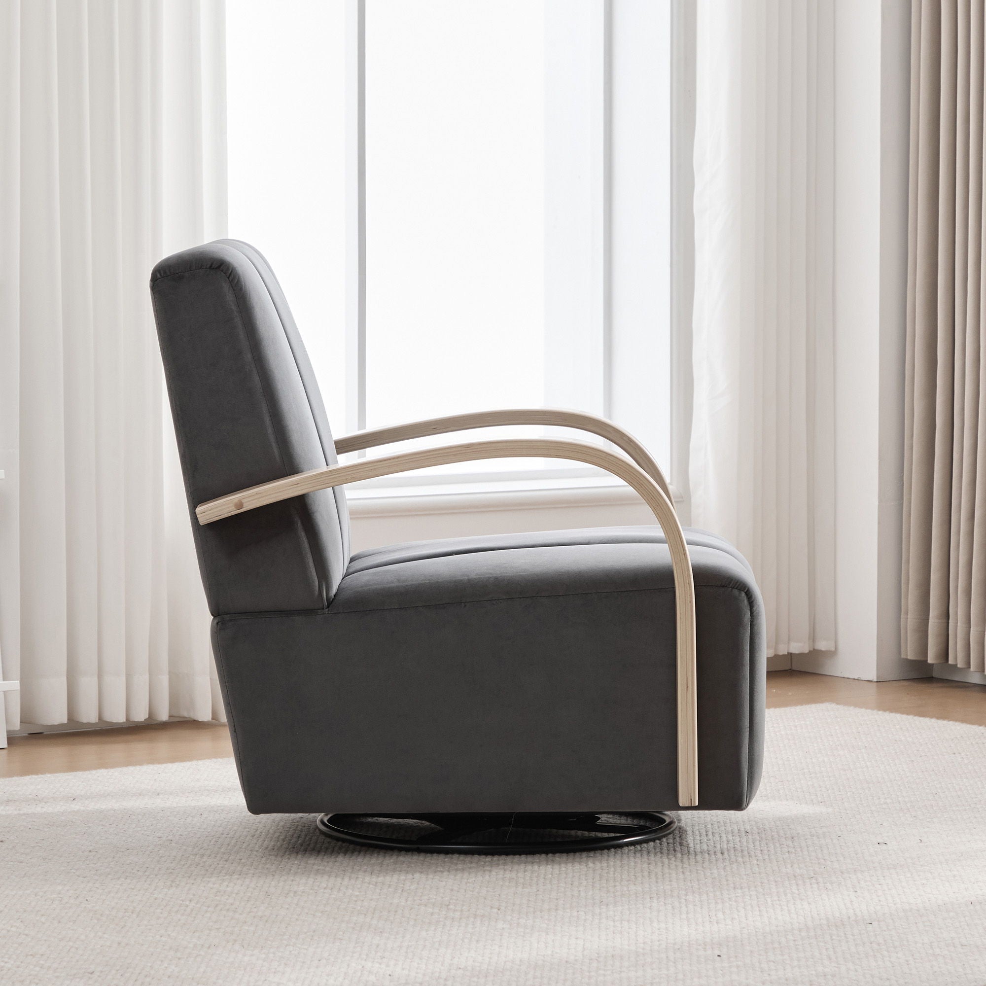 360° Swivel Accent Chair With Armrests - Charcoal