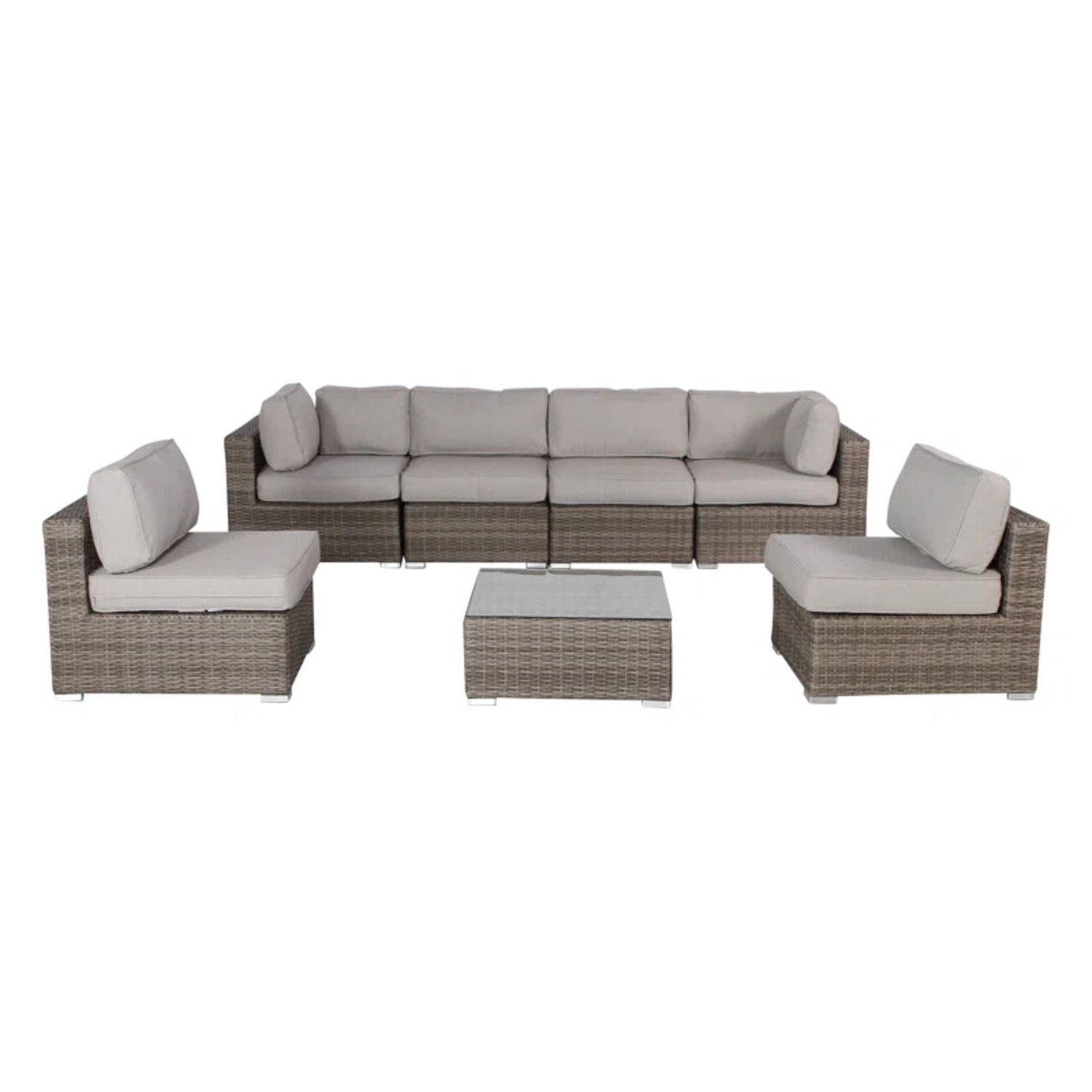 Seating Set With Cushions Handcrafted Wicker Design