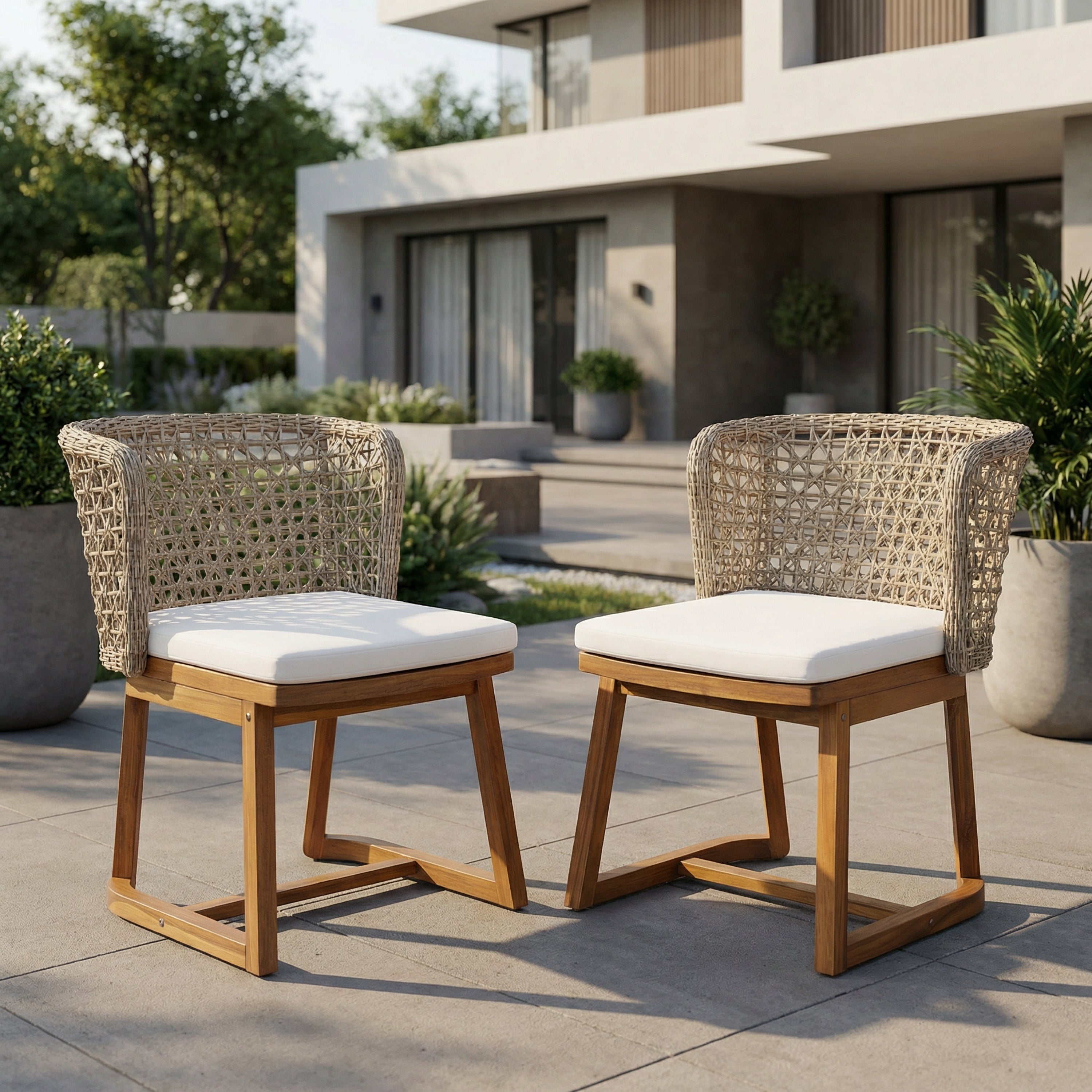 Outdoor Acacia Wood Dining Chairs (Set of 2)
