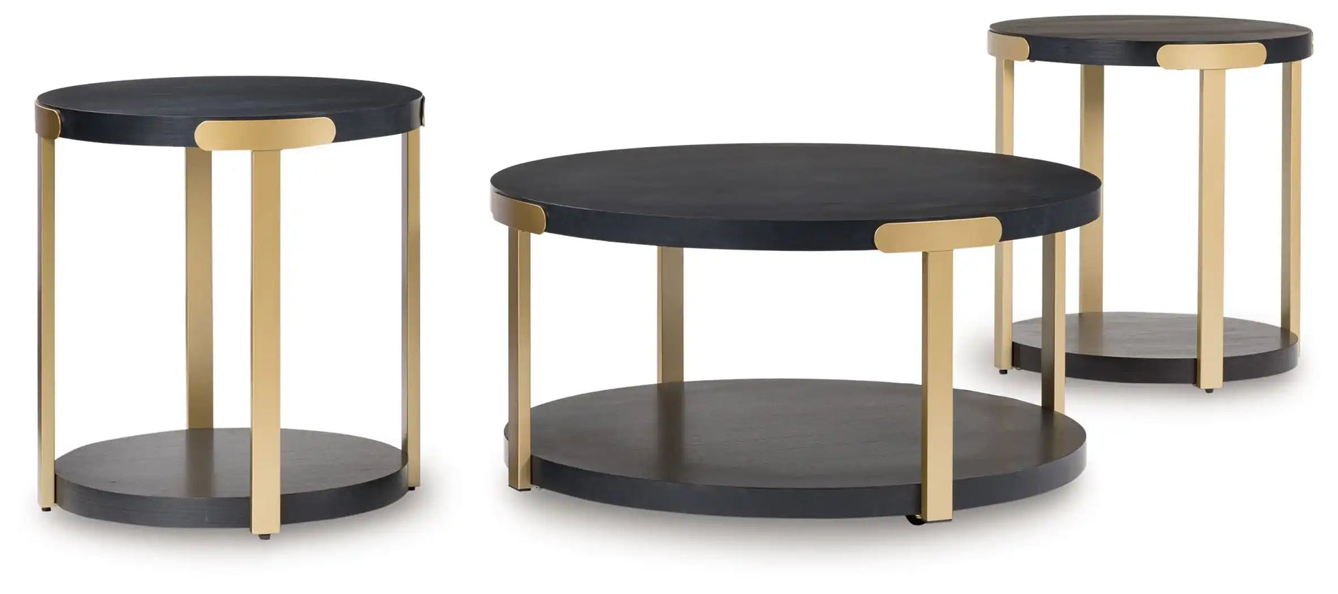 Shylore - Occasional Table Set (Set of 3) - Black / Brass Finish - Best Buy Furniture