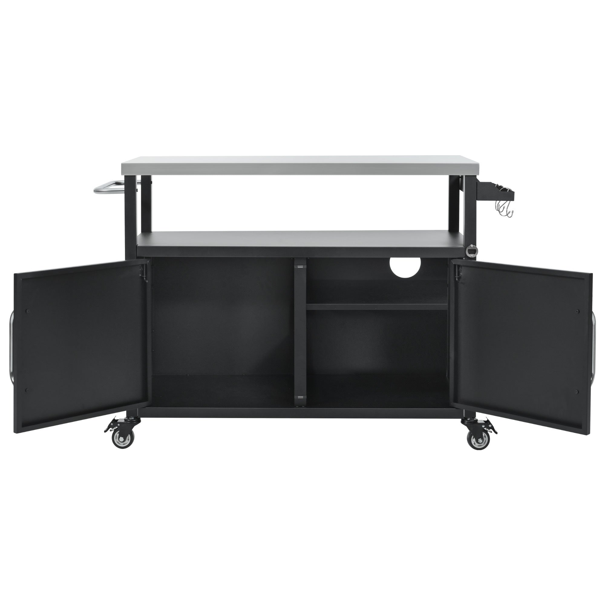 K&K 54.5" Outdoor Kitchen Island with Stainless Steel Tabletop