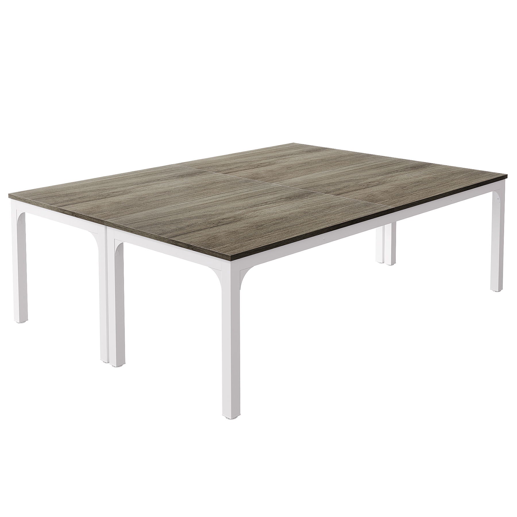 Extra Long 2 Person Computer Desk With, Collaborative Workstation For Home Office - White / Oak