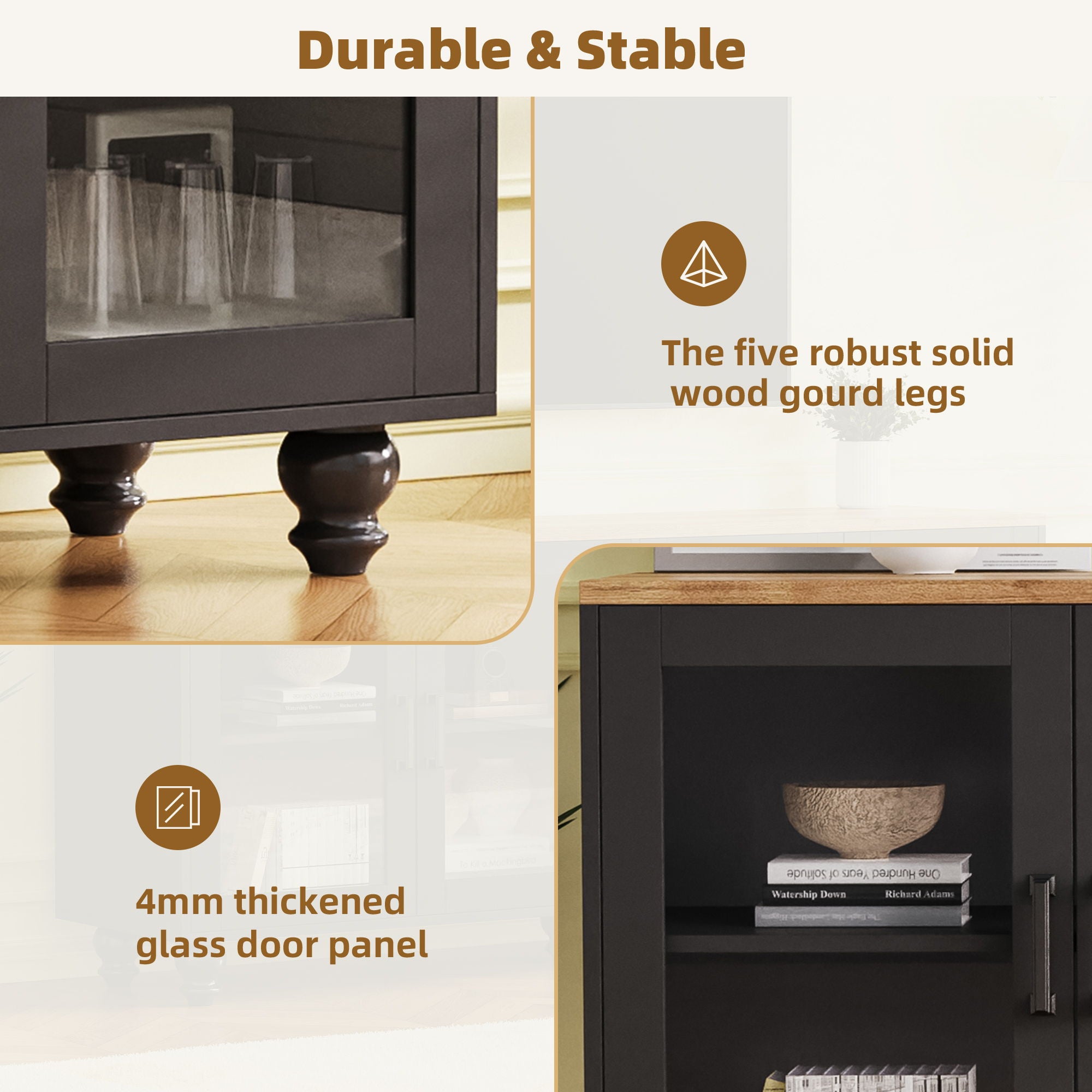 Farmhouse TV Stand With Solid Wood Gourd Shaped Legs For TVs Up To 70" - Best Buy Furniture