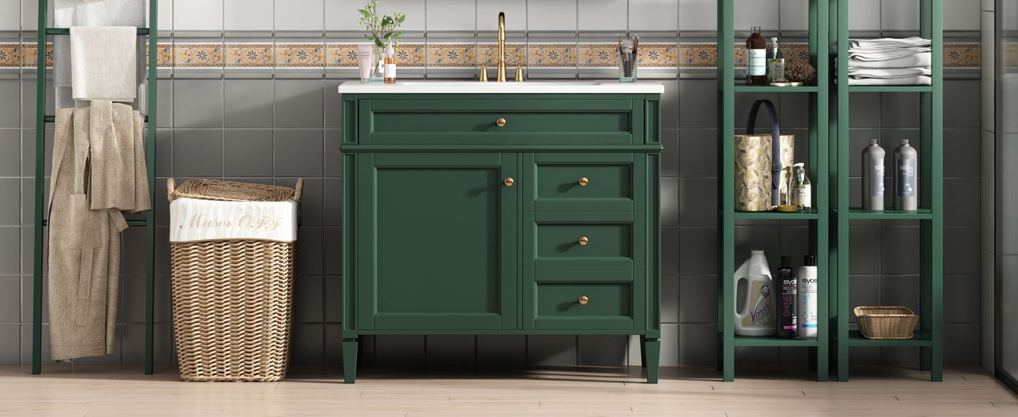 Bathroom Vanity & Top Sink, Modern Bathroom Storage Cabinet With 2 Drawers And A Tip-Out Drawer