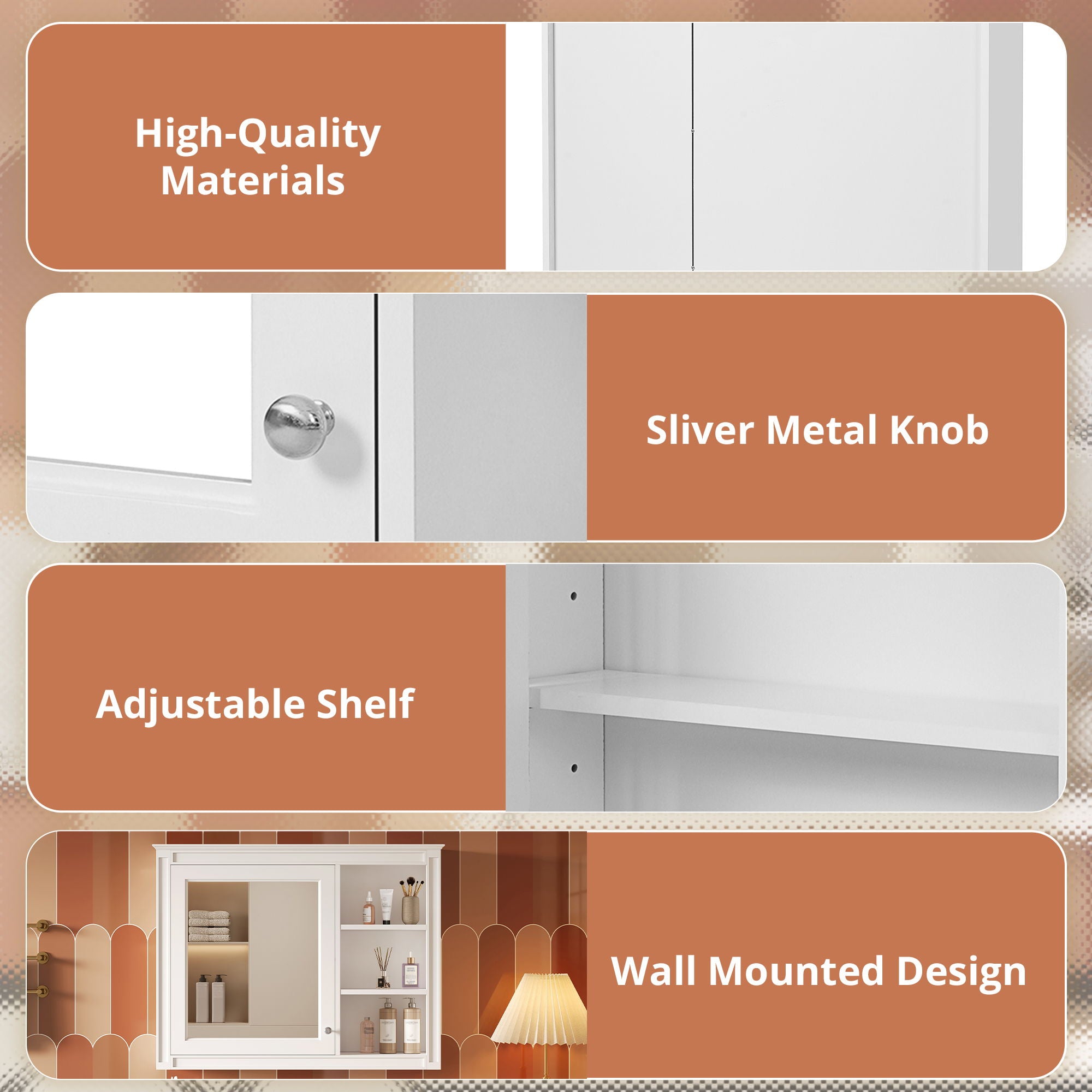 Modern Wall-Mounted Medicine Cabinet With Mirror, Adjustable Shelf