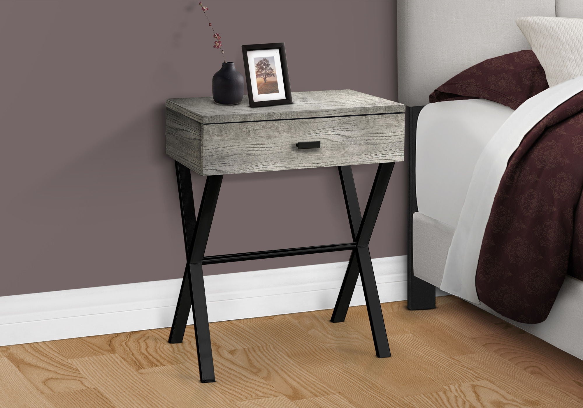Accent Side X Table, Storage Drawer, Contemporary & Modern