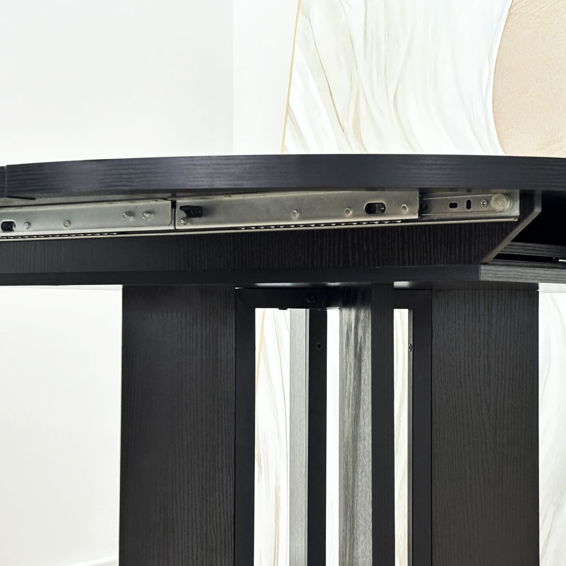 Dining Table For Farmhouse Kitchen Expandable Oval Table Top With Removable Leaf Trestle X Shaped Base - Black - Best Buy Furniture