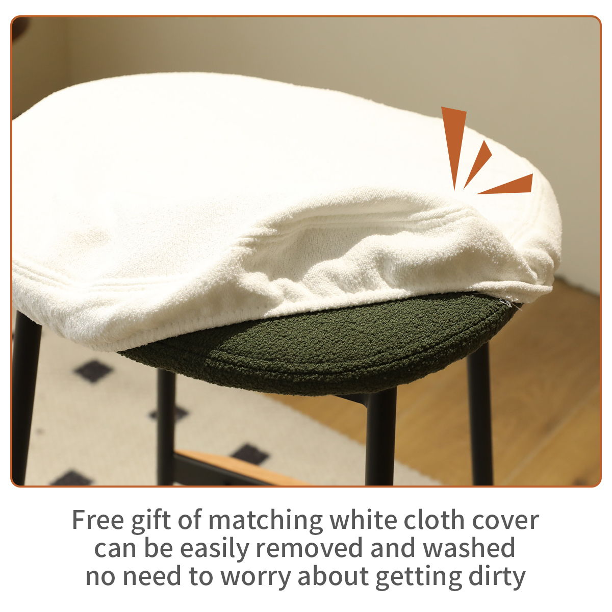 Modern Bar Stools Comfortable & Stylish, Soft Fabric Upholstered, Backless (Set of 2)