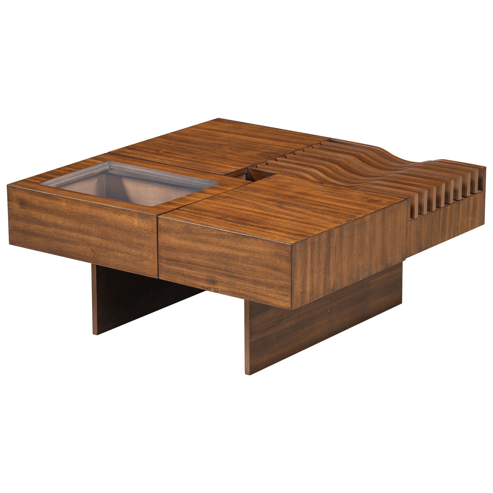 Unique Square Coffee Table With 3 Drawers