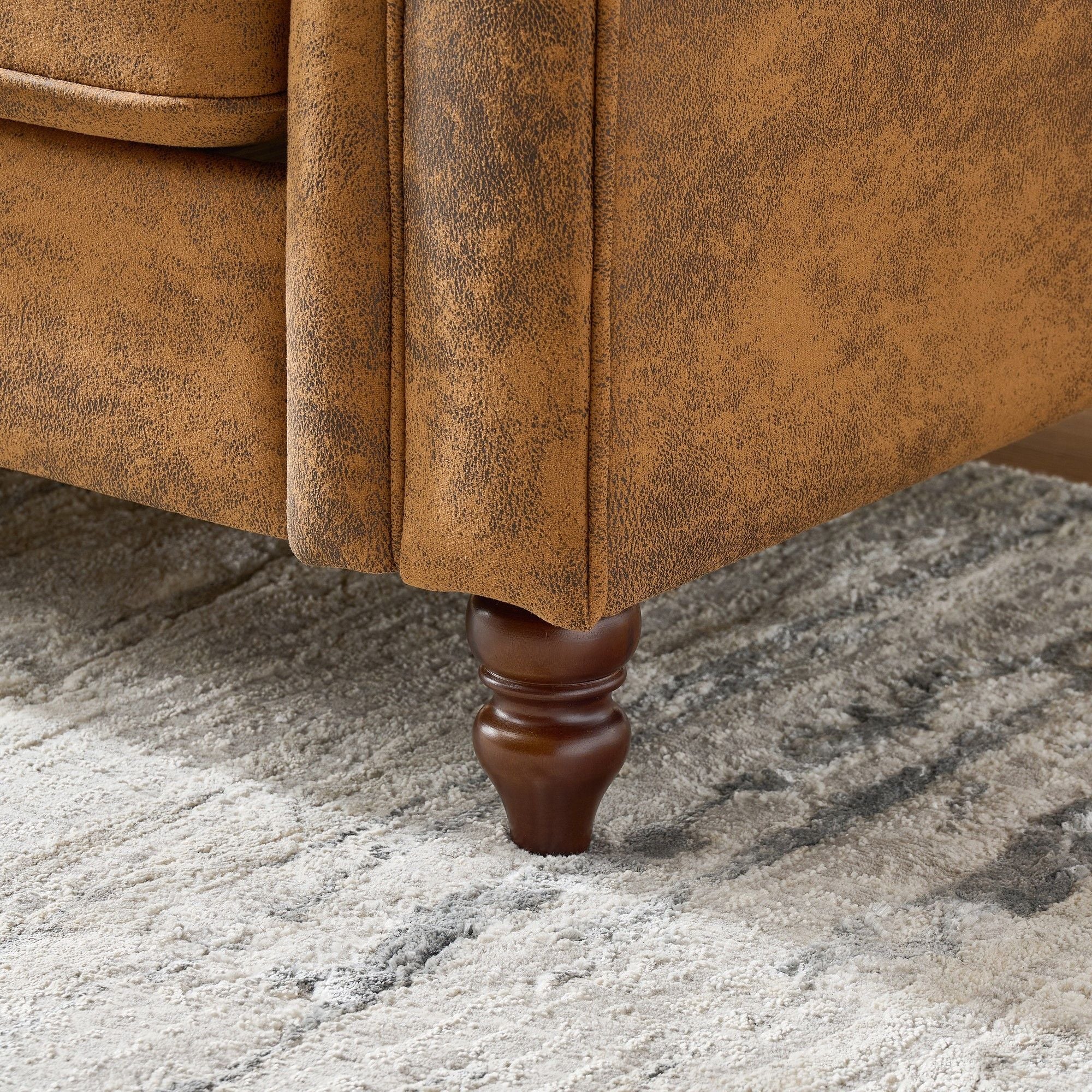 Chesterfield 3 And 2 Seater Sofa Set, High Tech Fabric Upholstered Couch For Living Room