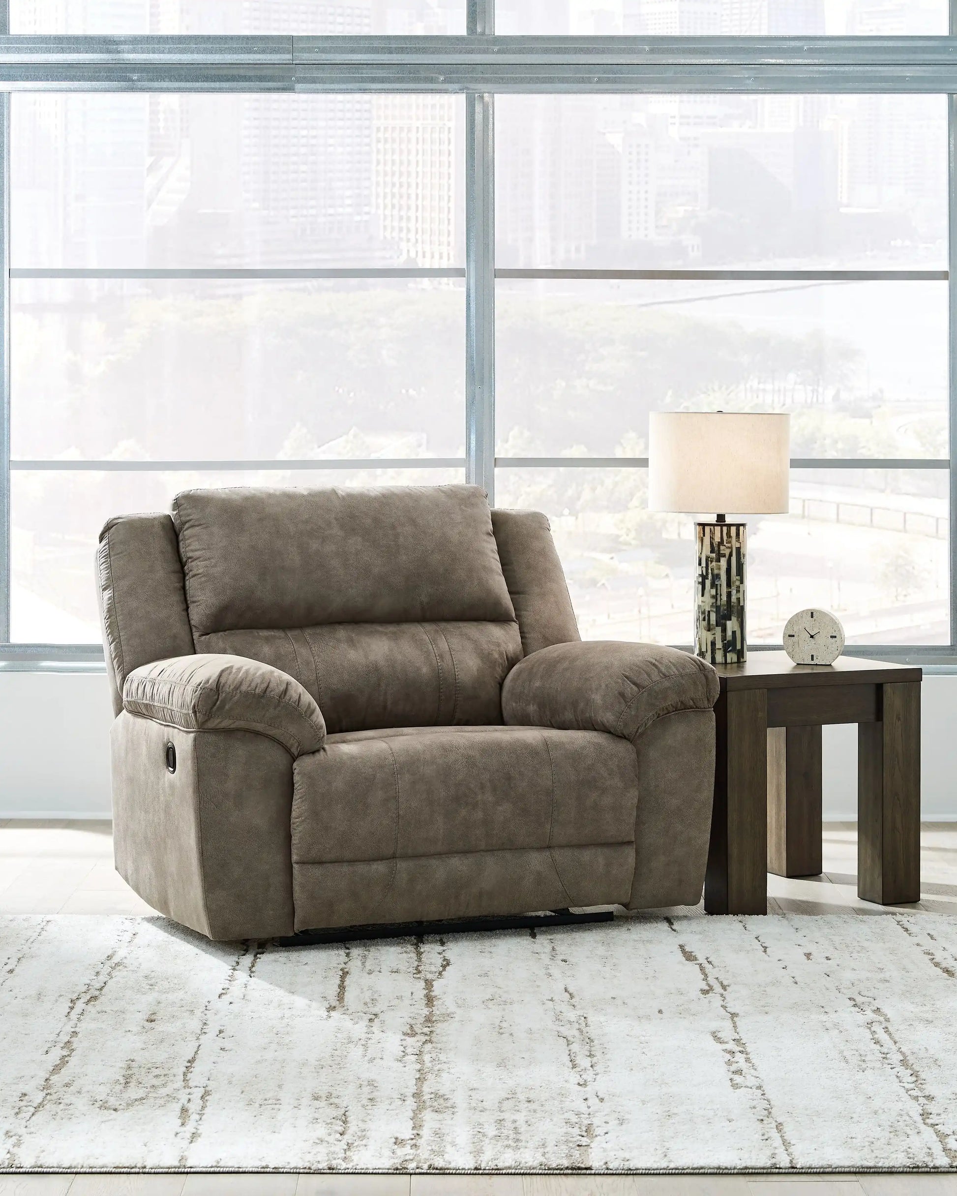 Laresview - Zero Wall Wide Seat Recliner - Fossil - Best Buy Furniture