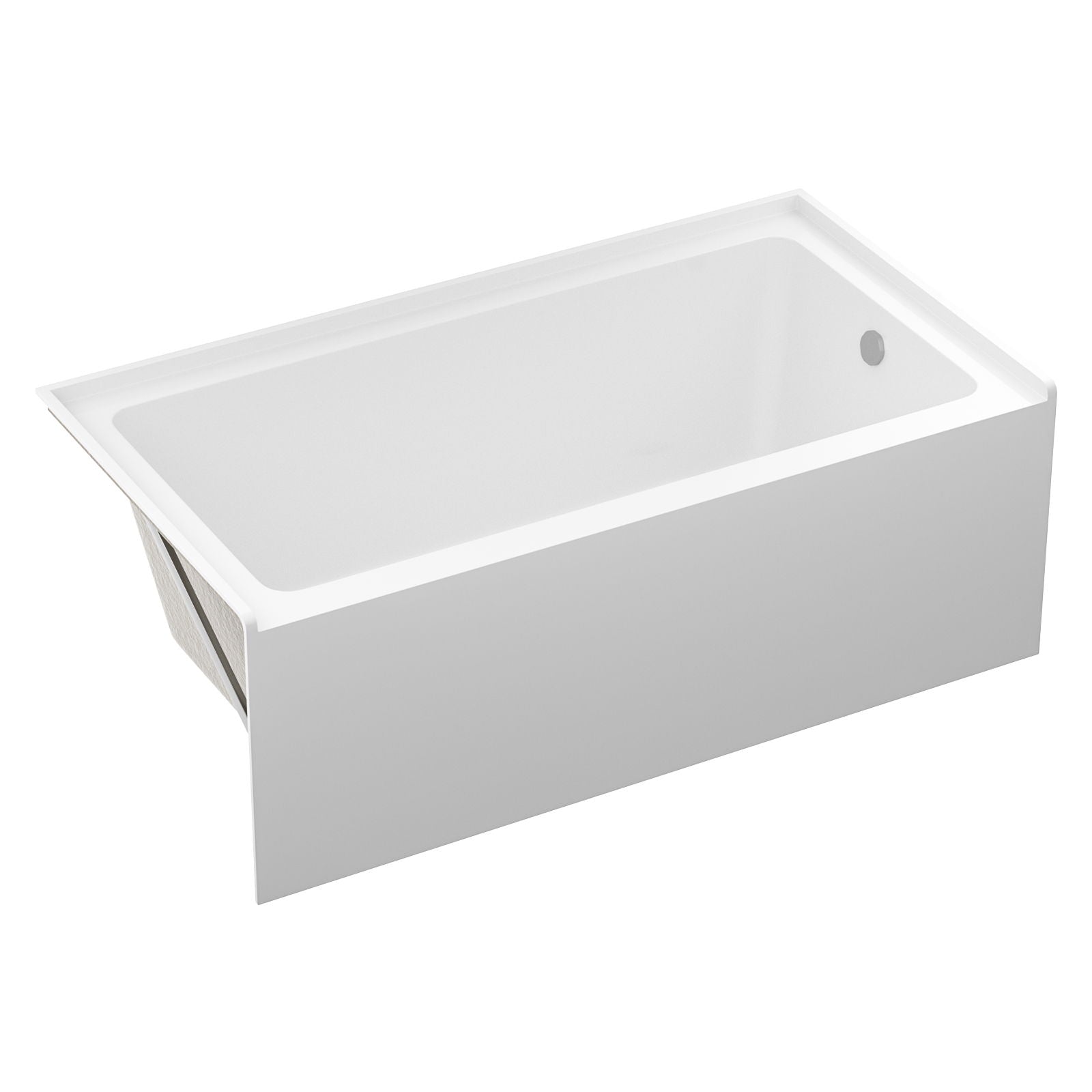 Alcove Soaking Bathtub With Skirt - Back - To - Wall Design - Glossy White