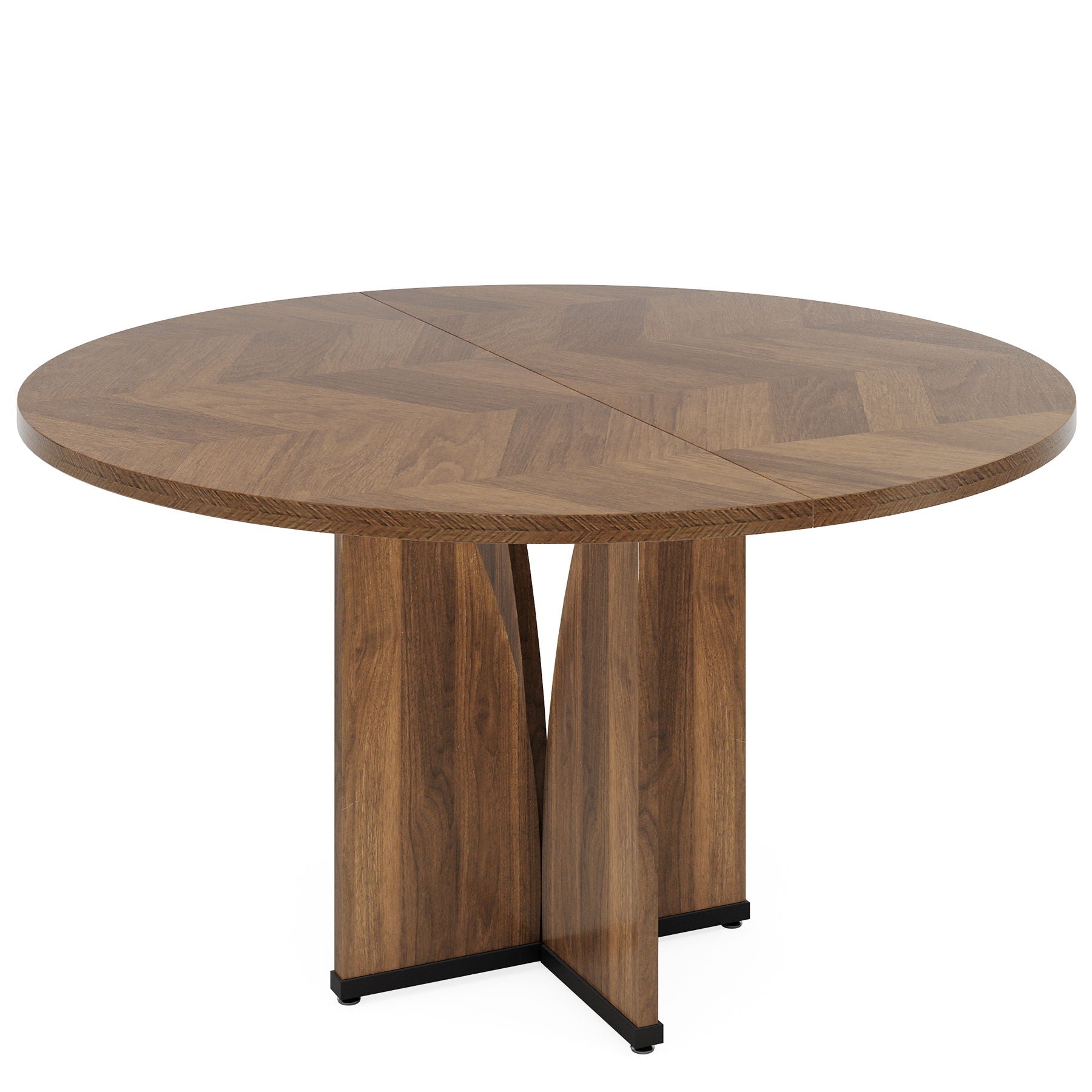 Round Compact Dining Table For 4 - Rustic Brown
