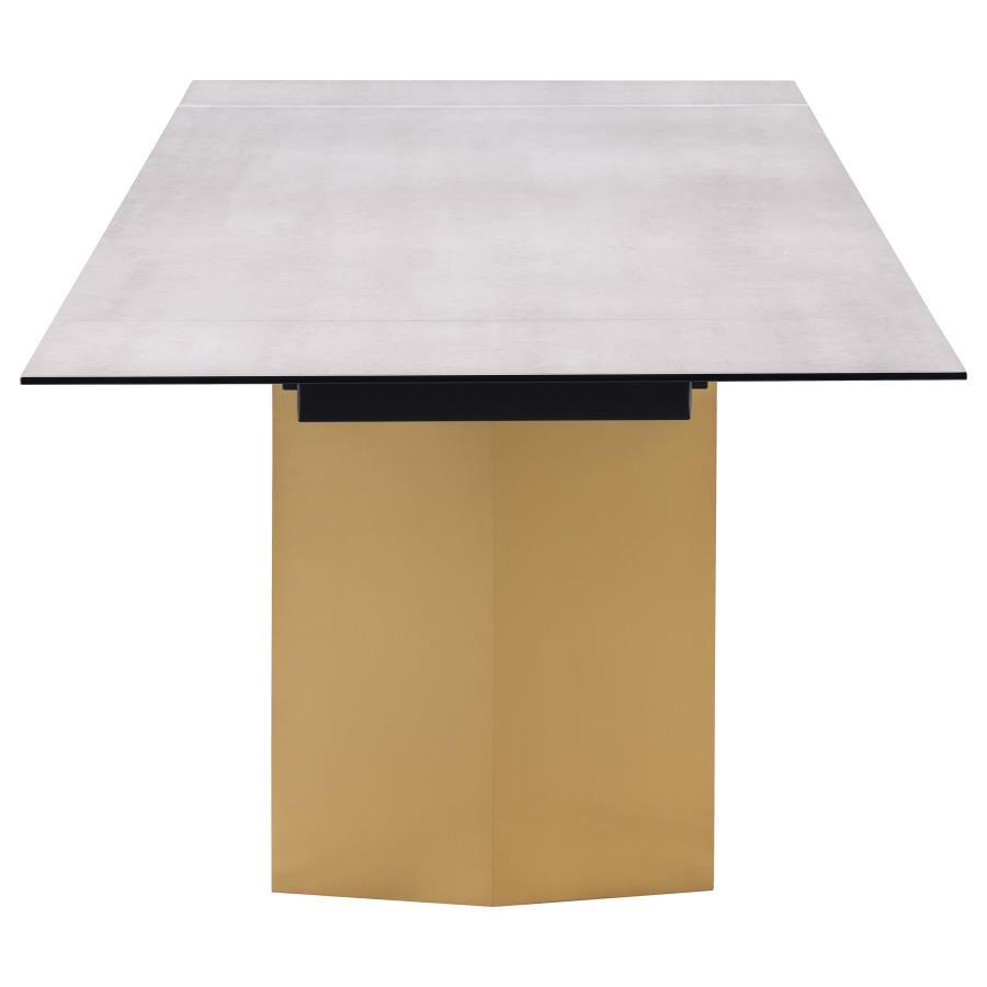 Vesa - Glass Top Extension Dining Table - Beige