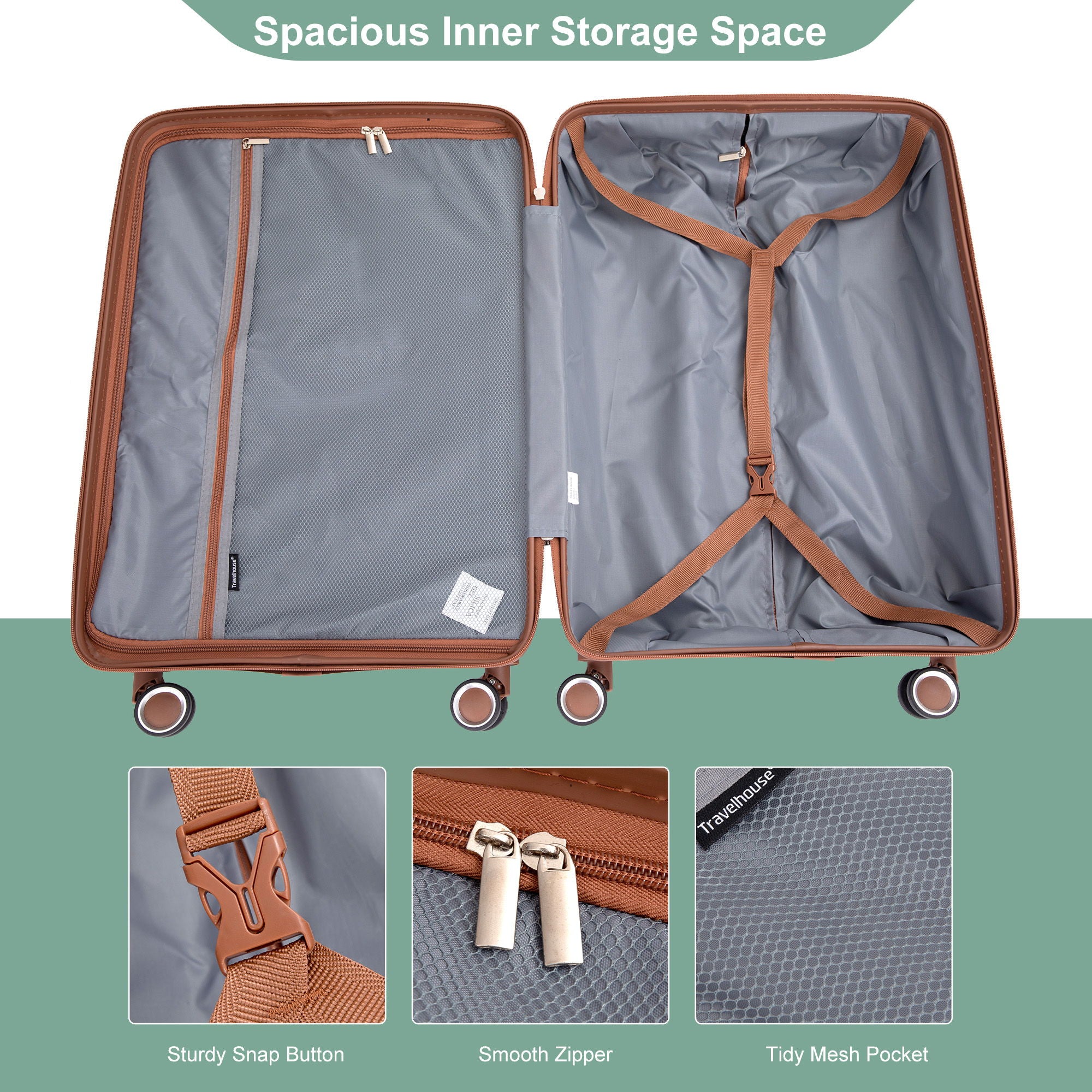 5 Piece Set Hardshell Carry On Luggage Set With Tsa Lock