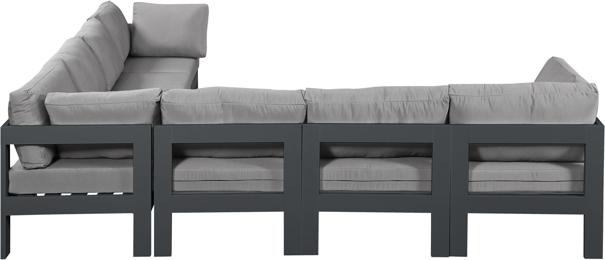 Nizuc - Outdoor Patio 7 Piece Modular Sectional With Gray Frame
