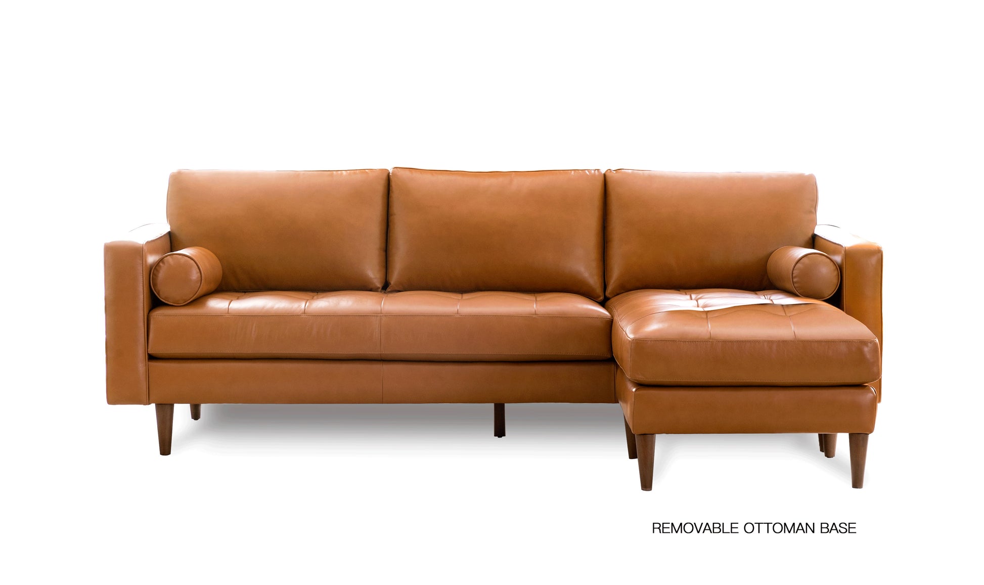 Mid-Century Tufted Leather Sectional With Reversible Chaise - Best Buy Furniture