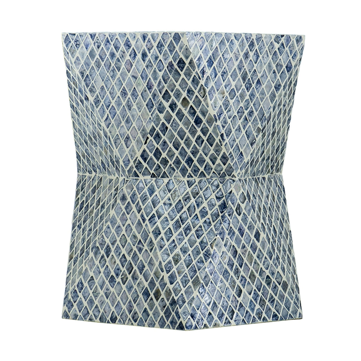 19x19x20" Tapered Blue Garden Capiz Stool, Accent Side Table
