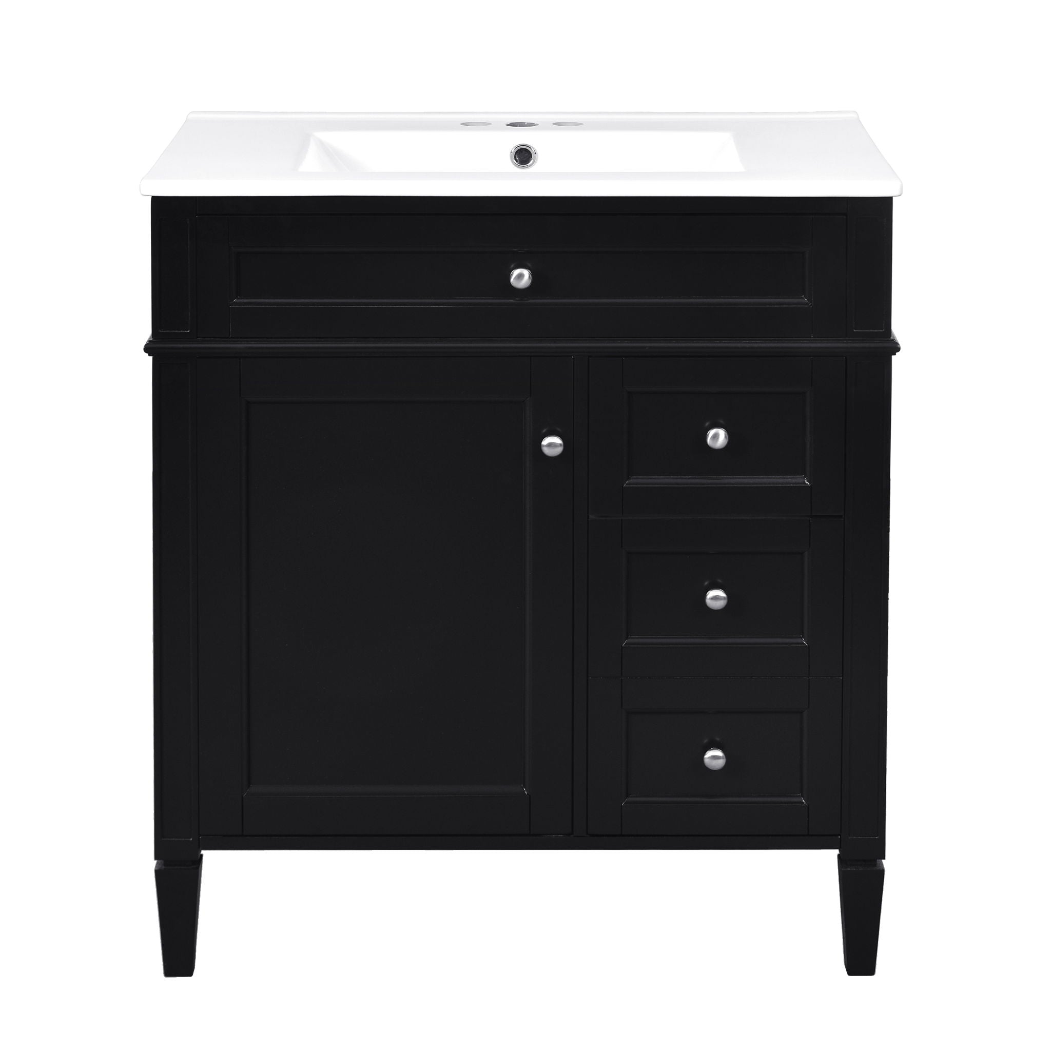 Bathroom Vanity With Top Sink, 2 Drawers & Tip Out Drawer