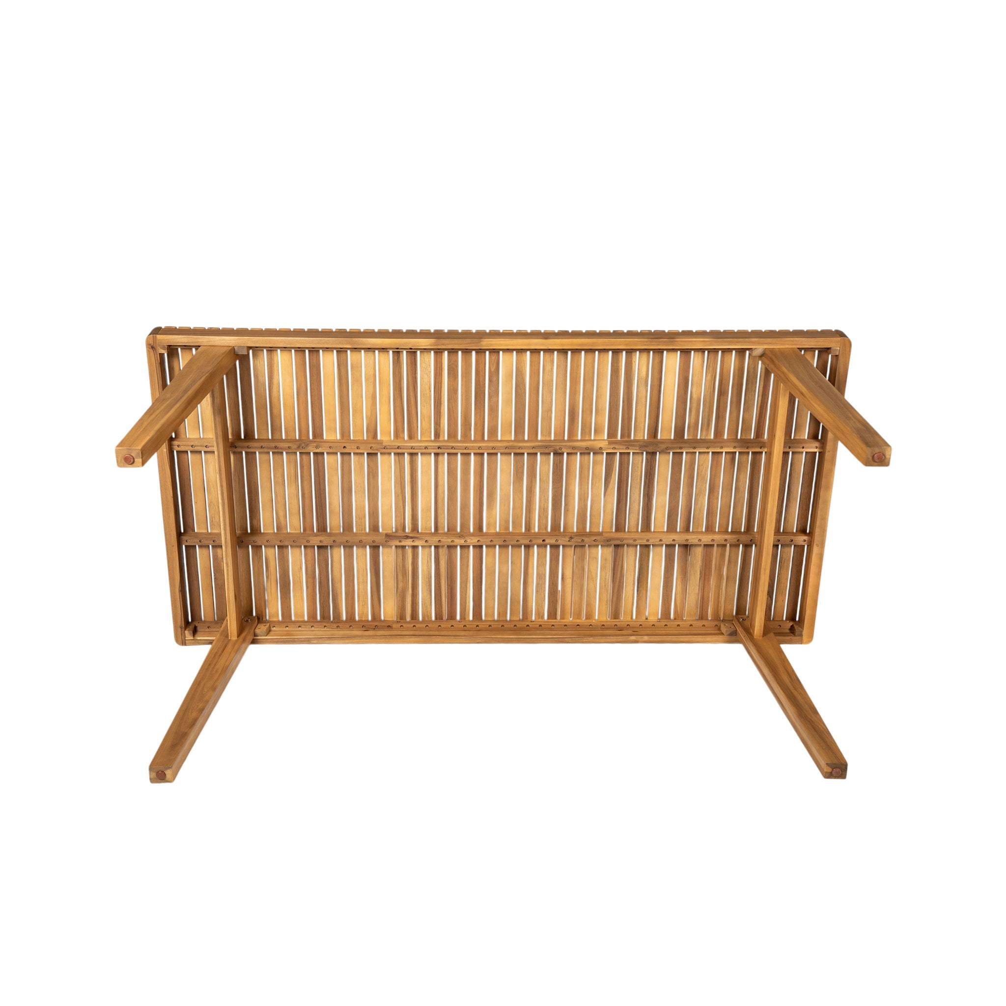 Outdoor Dining Table With Slatted Top, Ideal For Patio