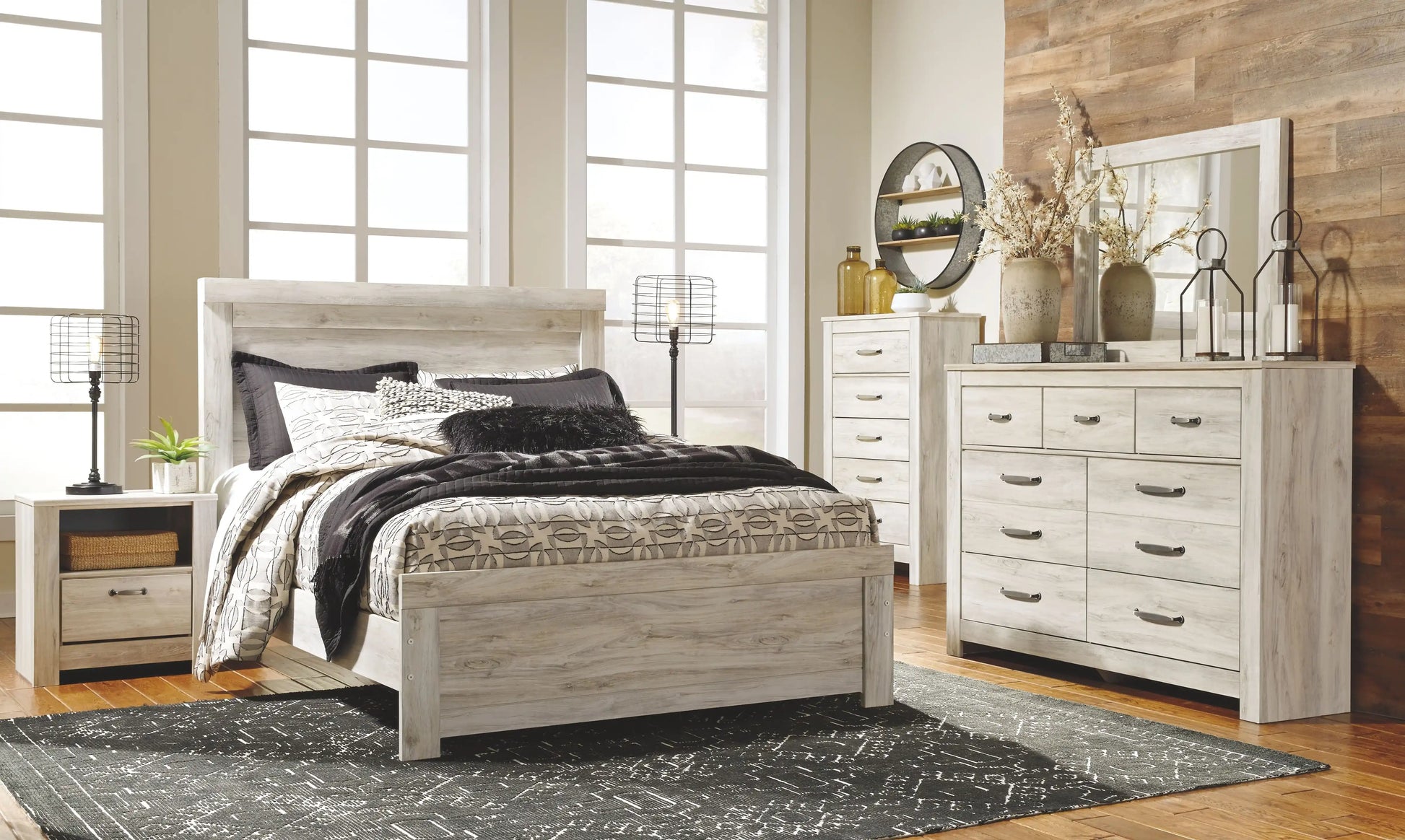 Bellaby - Panel Bed Set Beige / 5 Pc. Bed, Dresser, Mirror / Queen Bellaby - Panel Bed Set Beige / 5 Pc. Bed, Dresser, Mirror / Queen