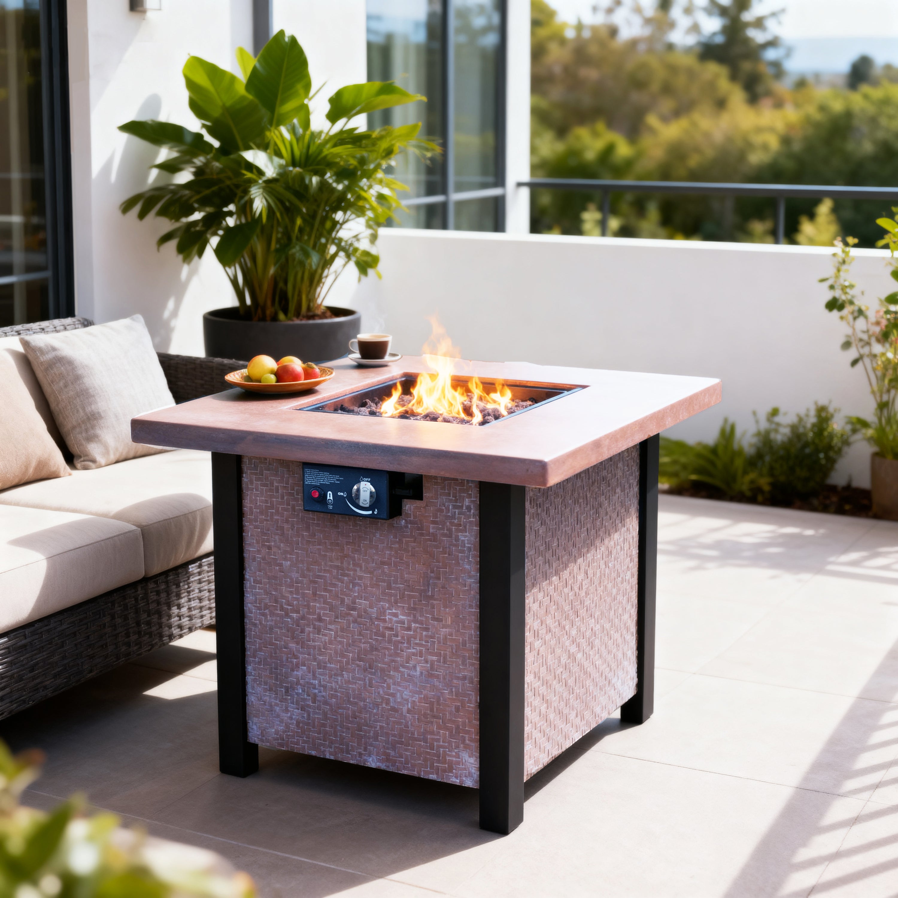 25" H Outdoor Patio Propane Gas Fire Pit Table - 50,000 BTU High-temperature-resistant