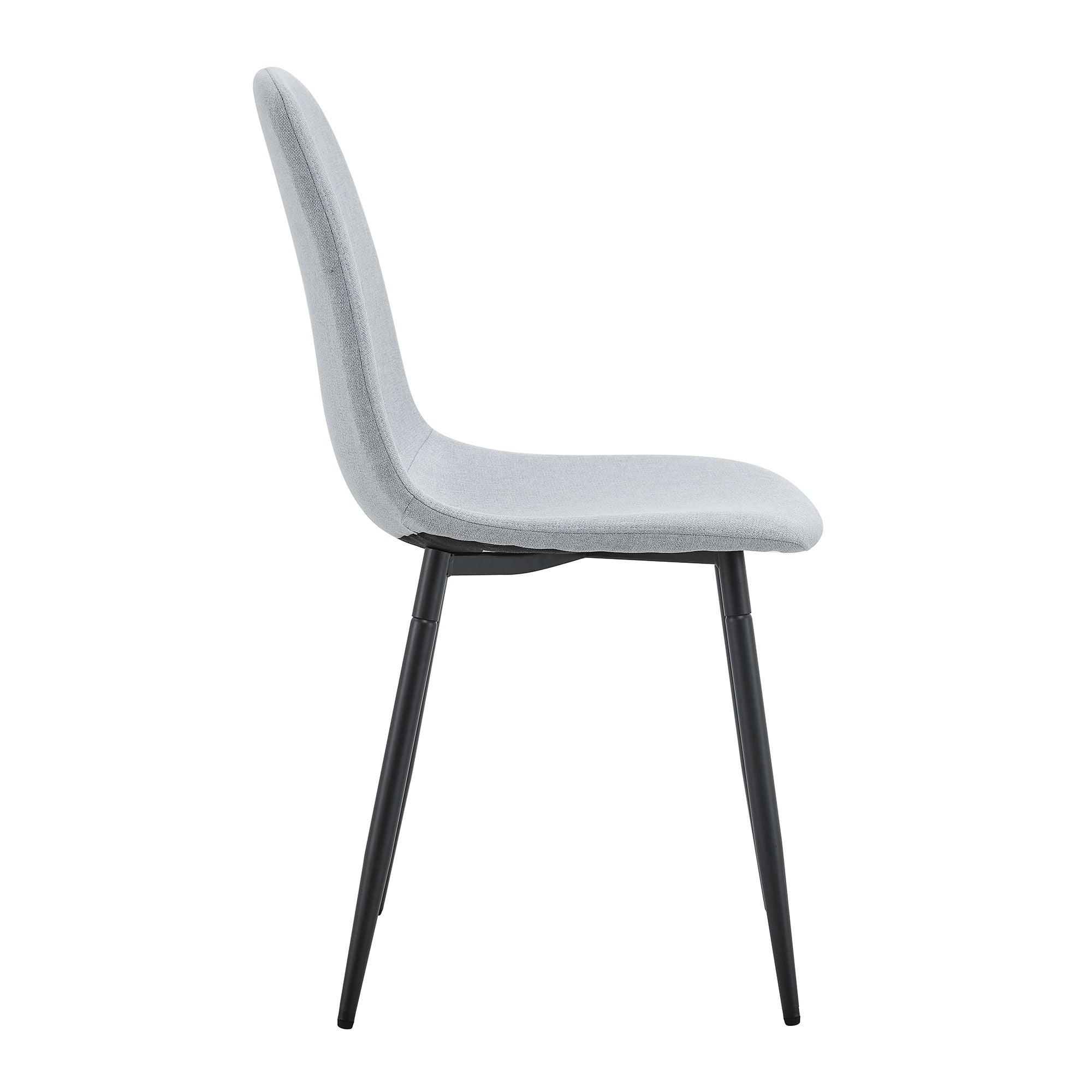 Modern Medieval Style Cushioned Side Chairs Set With Black Metal Legs For Kitchens