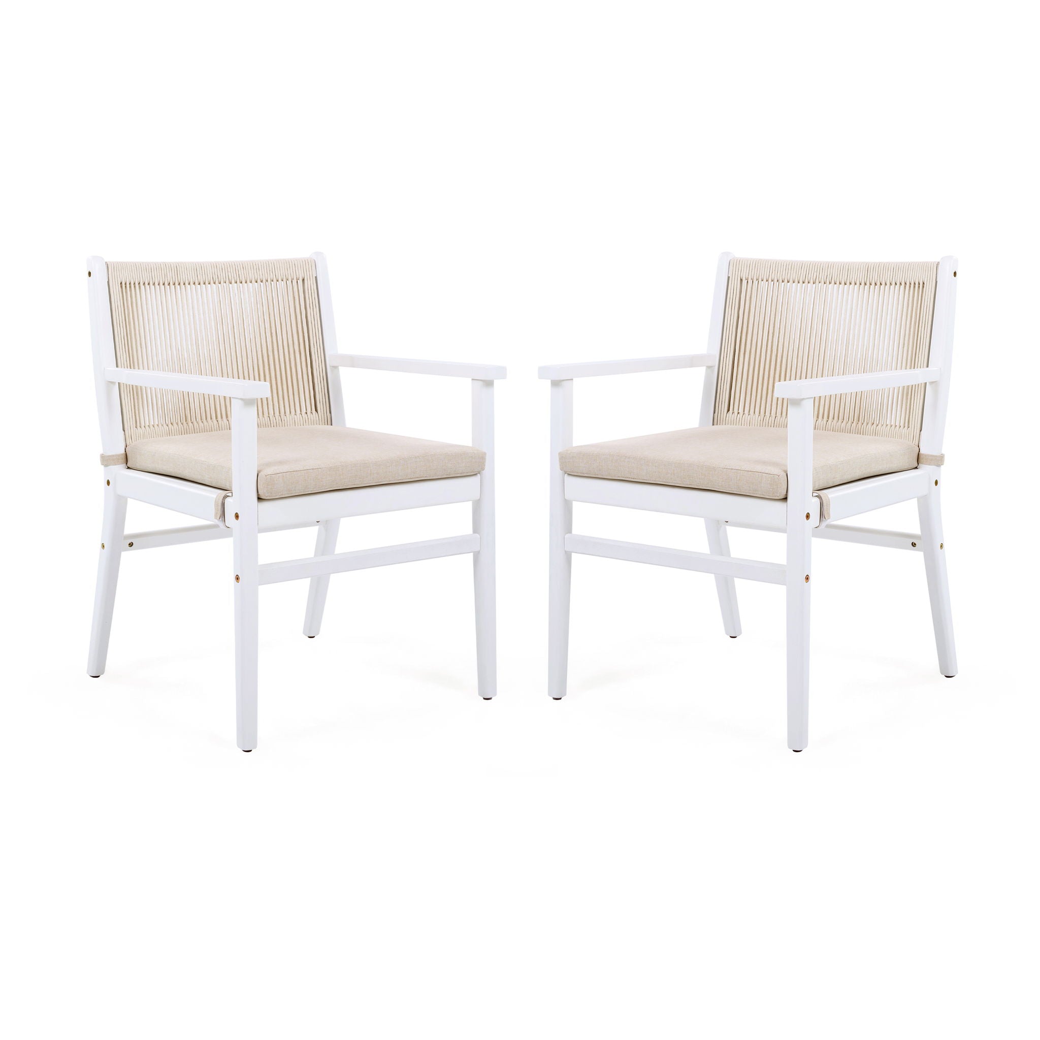 Outdoor Acacia Wood Patio Dining Armchair (Set of 2)