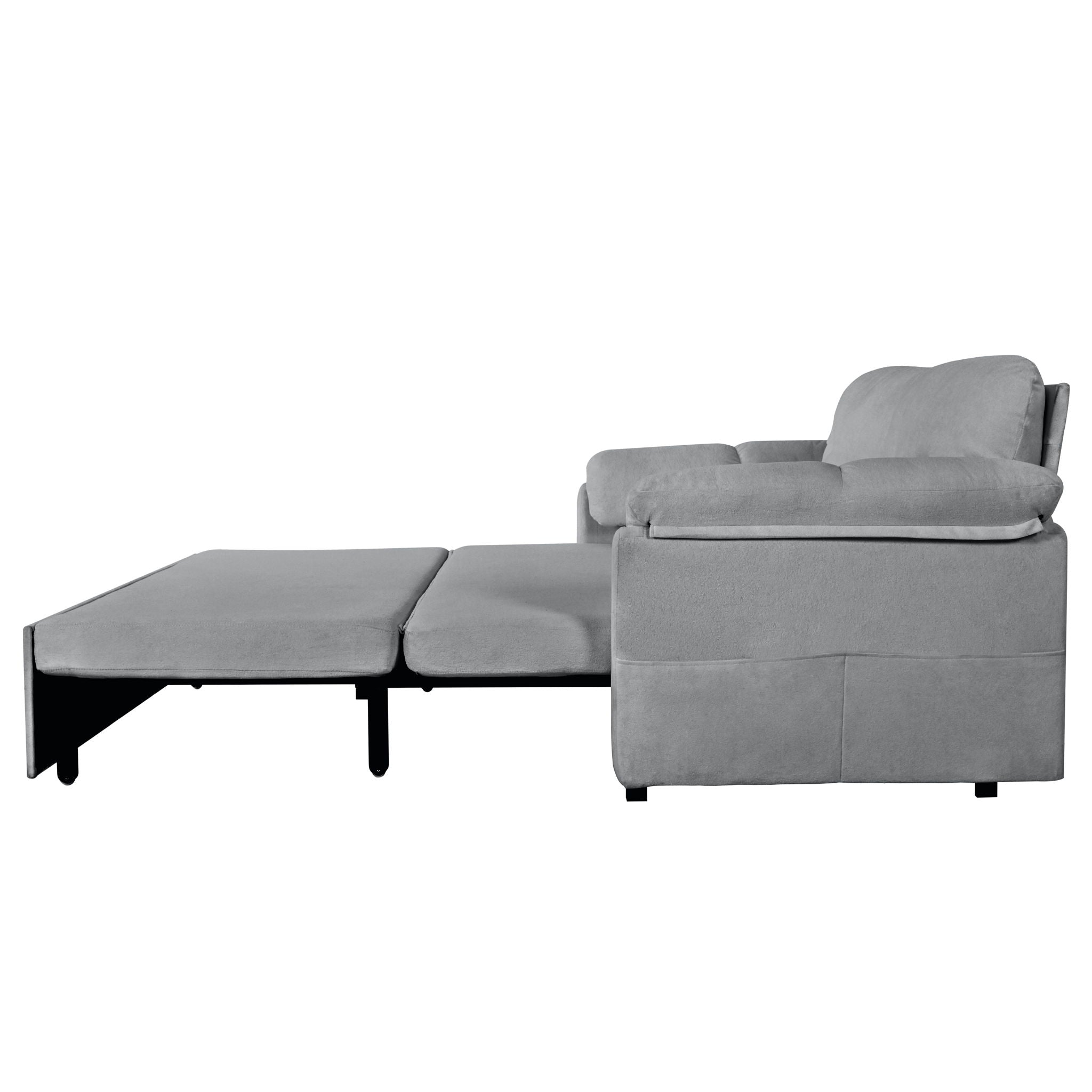 Convertible Pull Out Sofa Bed Queen Size, 3 In 1 With Side Storage