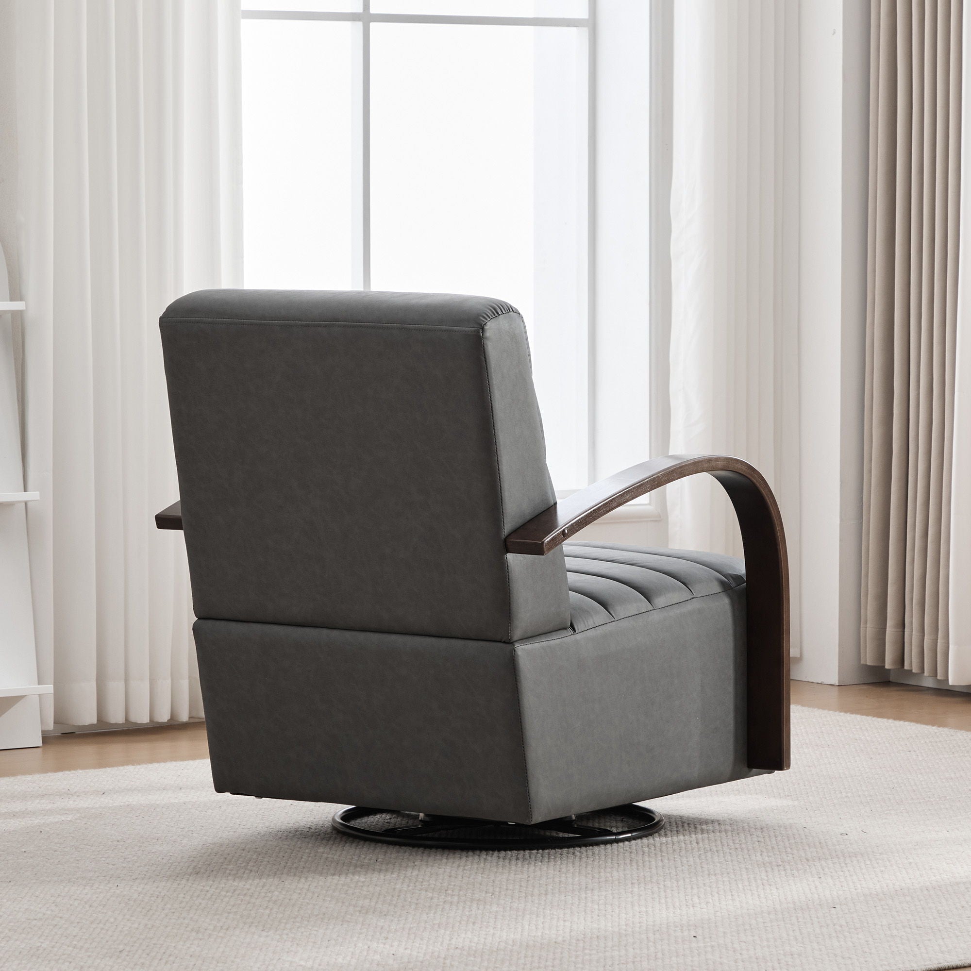 360° Swivel Accent Chair With Armrests, Comfy Lounge Reading Chair - Gray