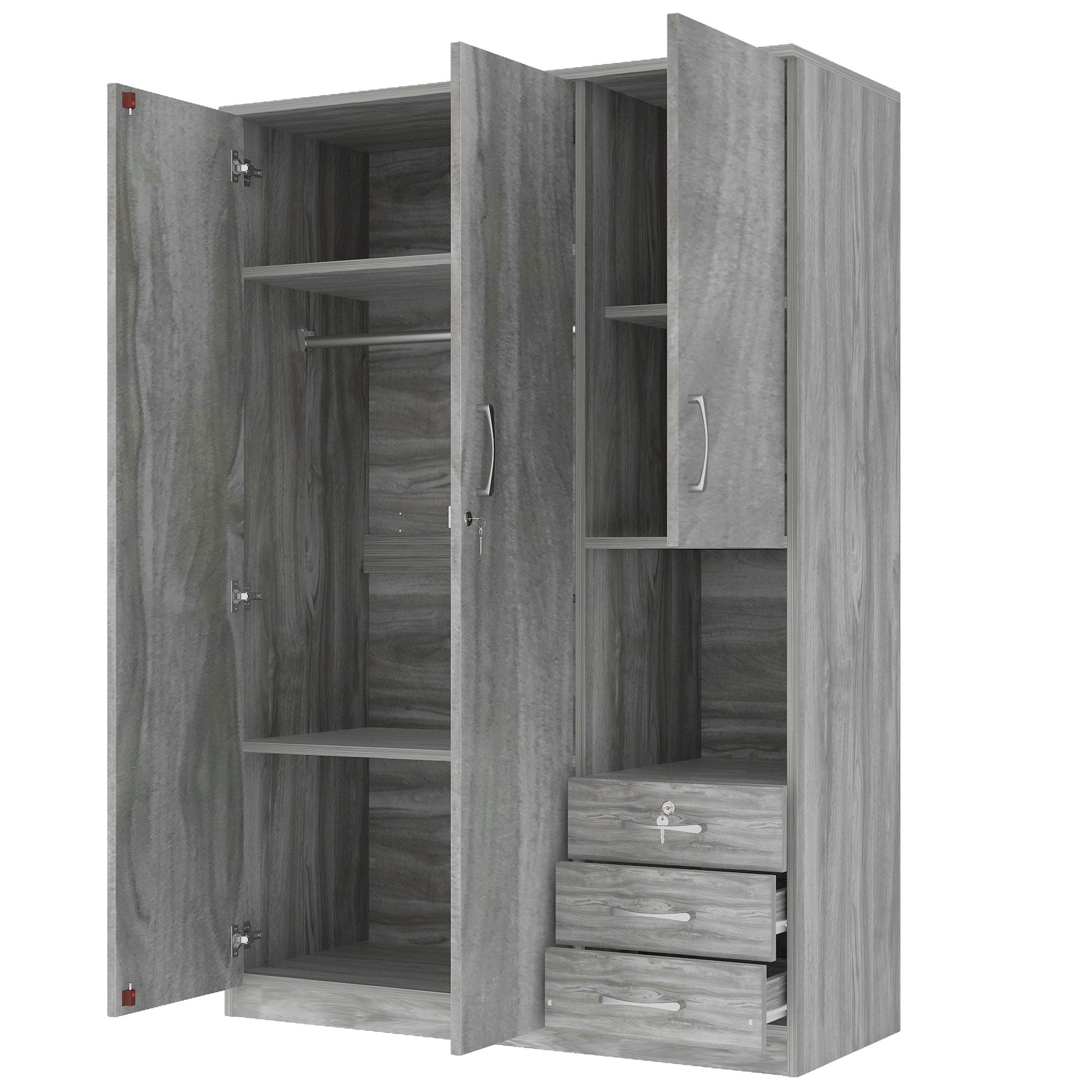 2 Doors Wardrobe Storage For Bedroom With Shelves And 3 Drawers