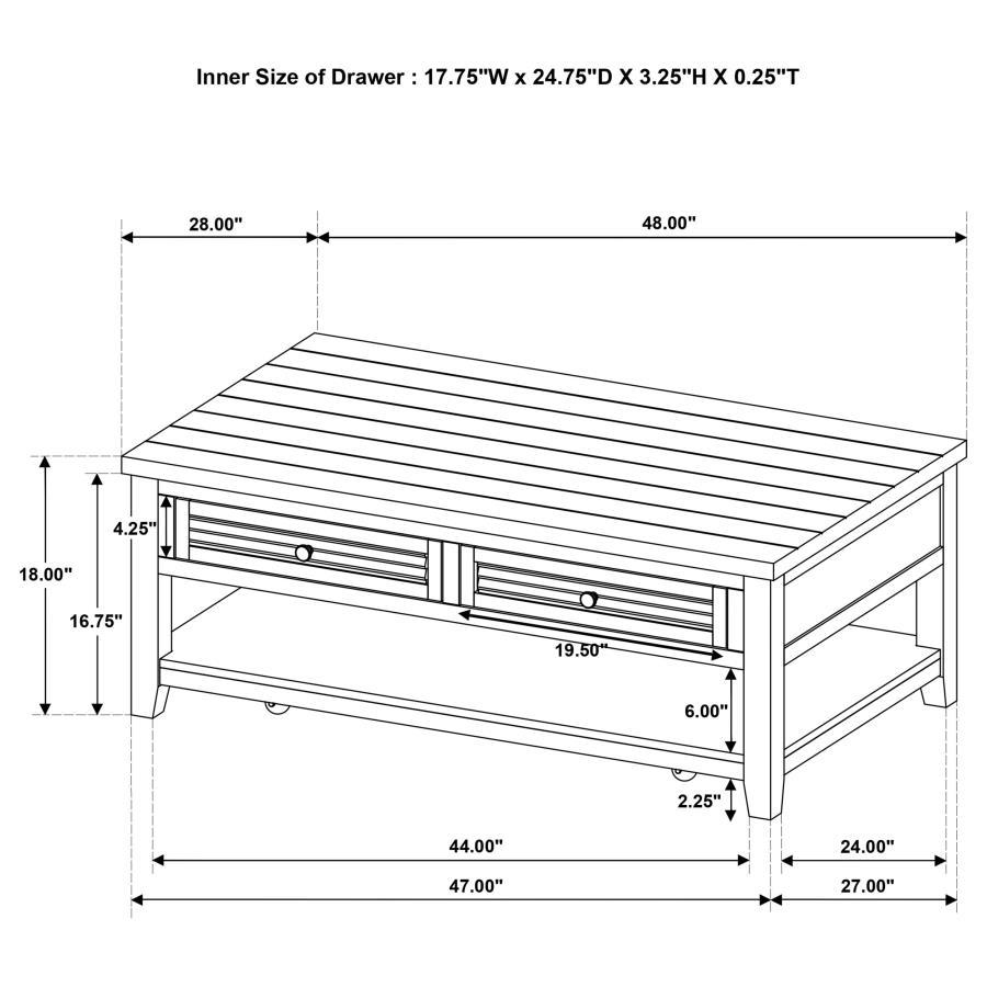 Concord - 2-Drawer Rectangular Coffee Table - Distressed Java