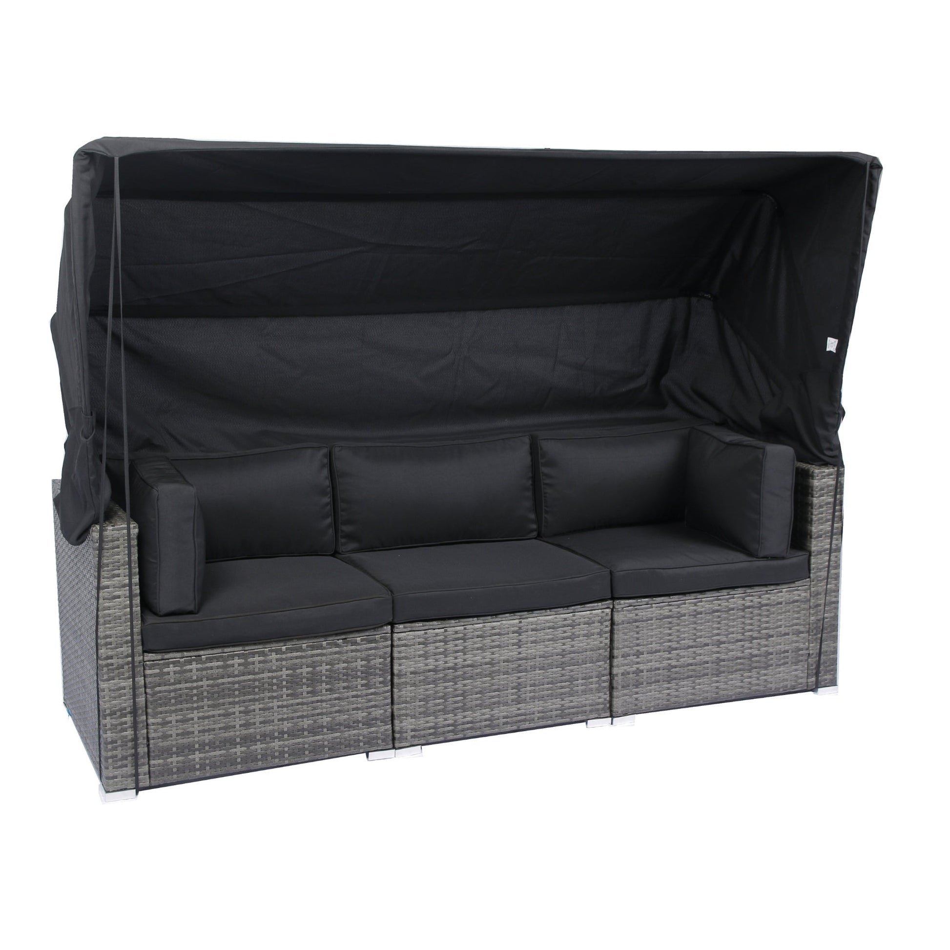 7 - Piece Patio Furniture Set w/Retractable Canopy Wicker Rattan Sectional Sofa Set - Tuesday Morning - Outdoor Furniture Sets