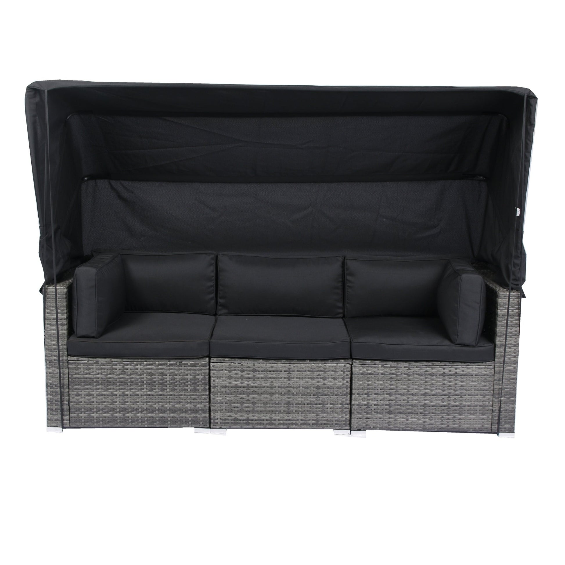 7 - Piece Patio Furniture Set w/Retractable Canopy Wicker Rattan Sectional Sofa Set - Tuesday Morning - Outdoor Furniture Sets