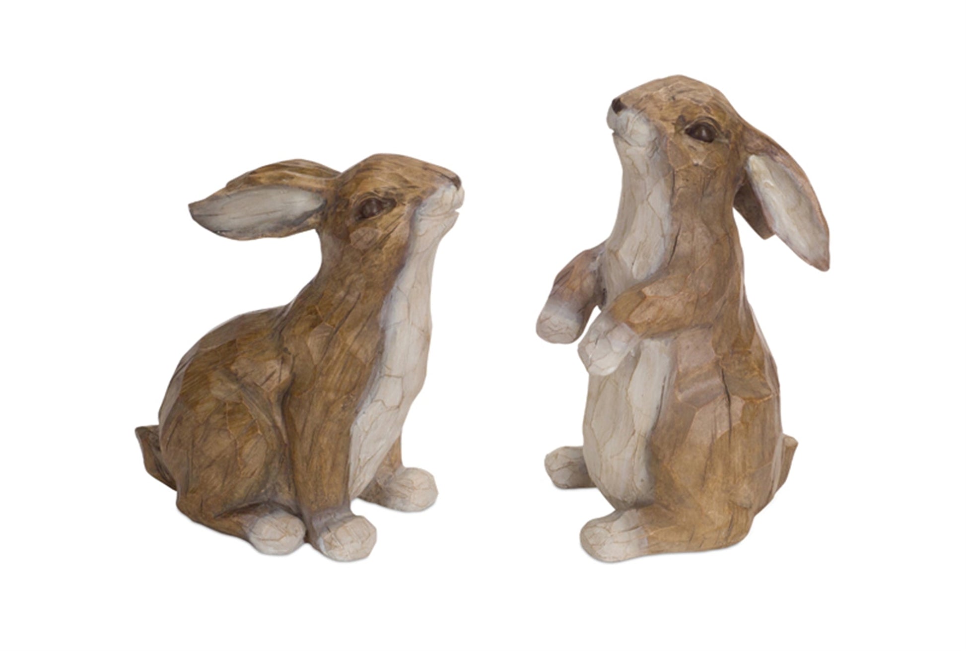 Carved-Stone-Garden-Rabbit-Figurine-(Set-of-2)-Outdoor-Sculptures-&-Statues