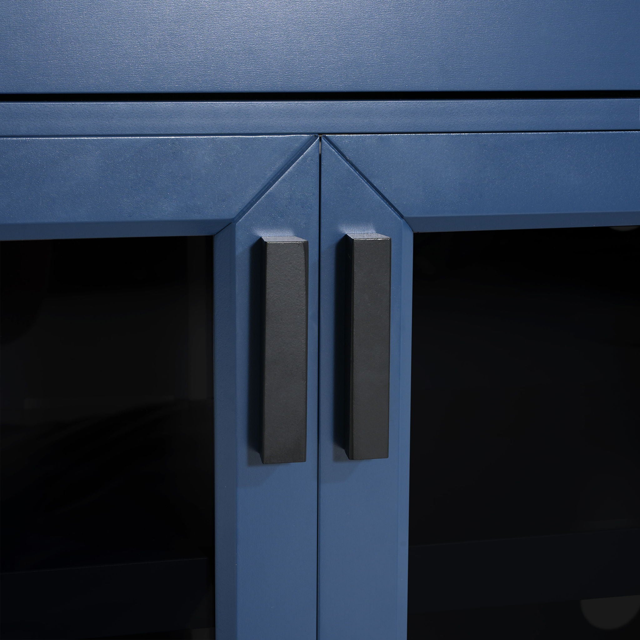 TV Console Stand, Glass Doors & Storage Drawers, Adjustable Shelves